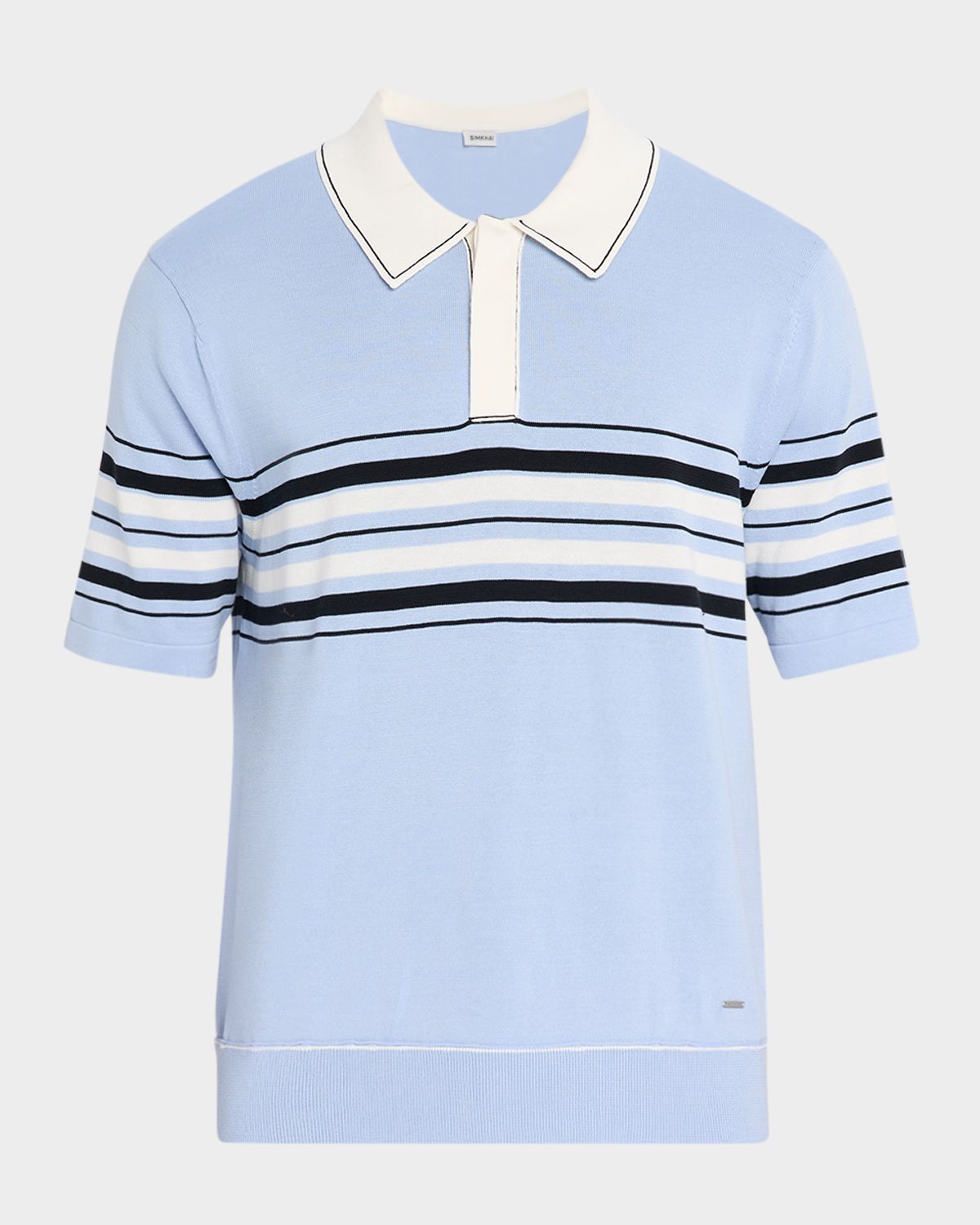 SIMKHAI Men 's Brandon Striped Cotton Knit Popover Shirt