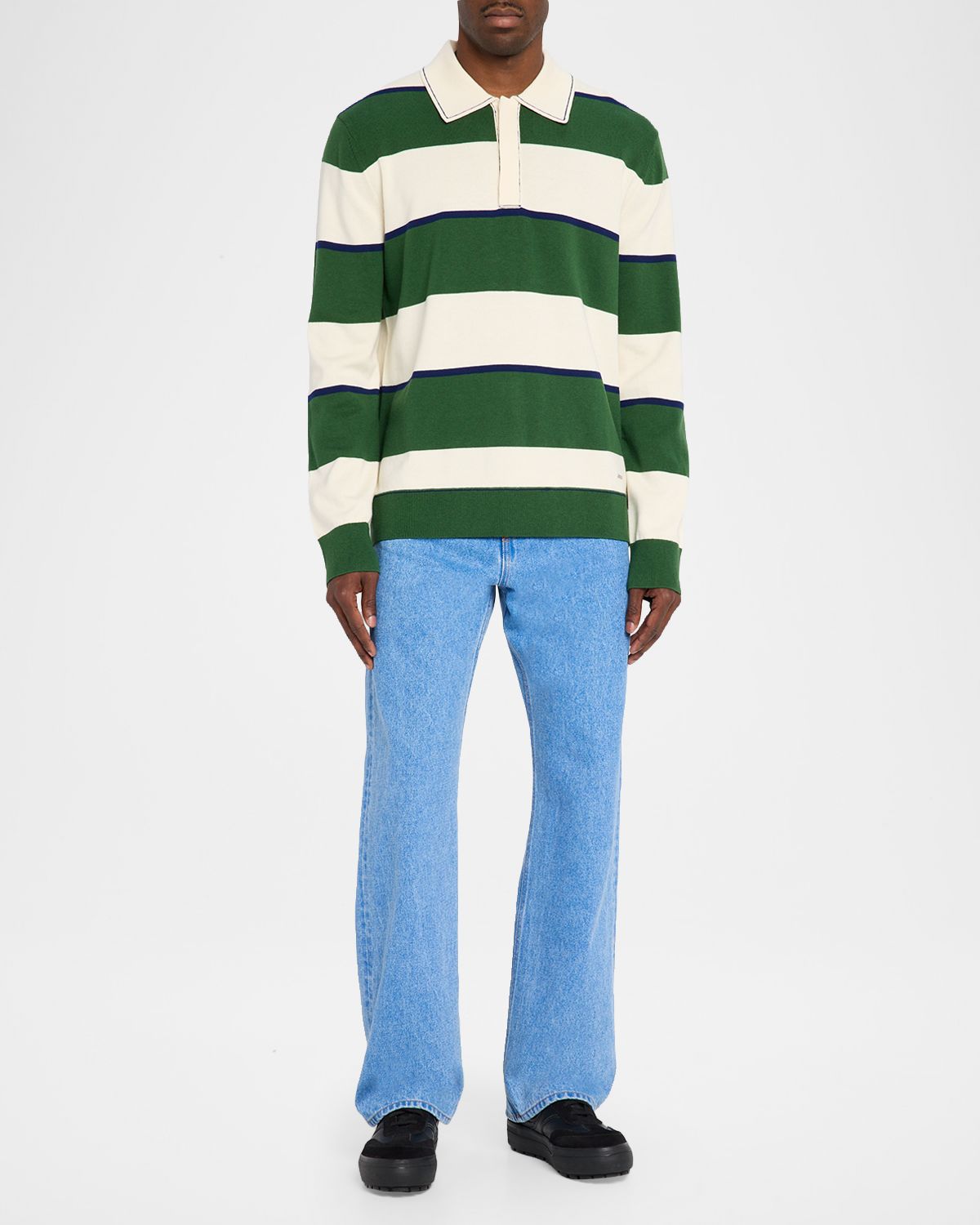 SIMKHAI Men 's Louis Cotton-Cashmere Rugby Shirt | Thumbnail 2 SIMKHAI Men 's Louis Cotton-Cashmere Rugby Shirt | Thumbnail 2
