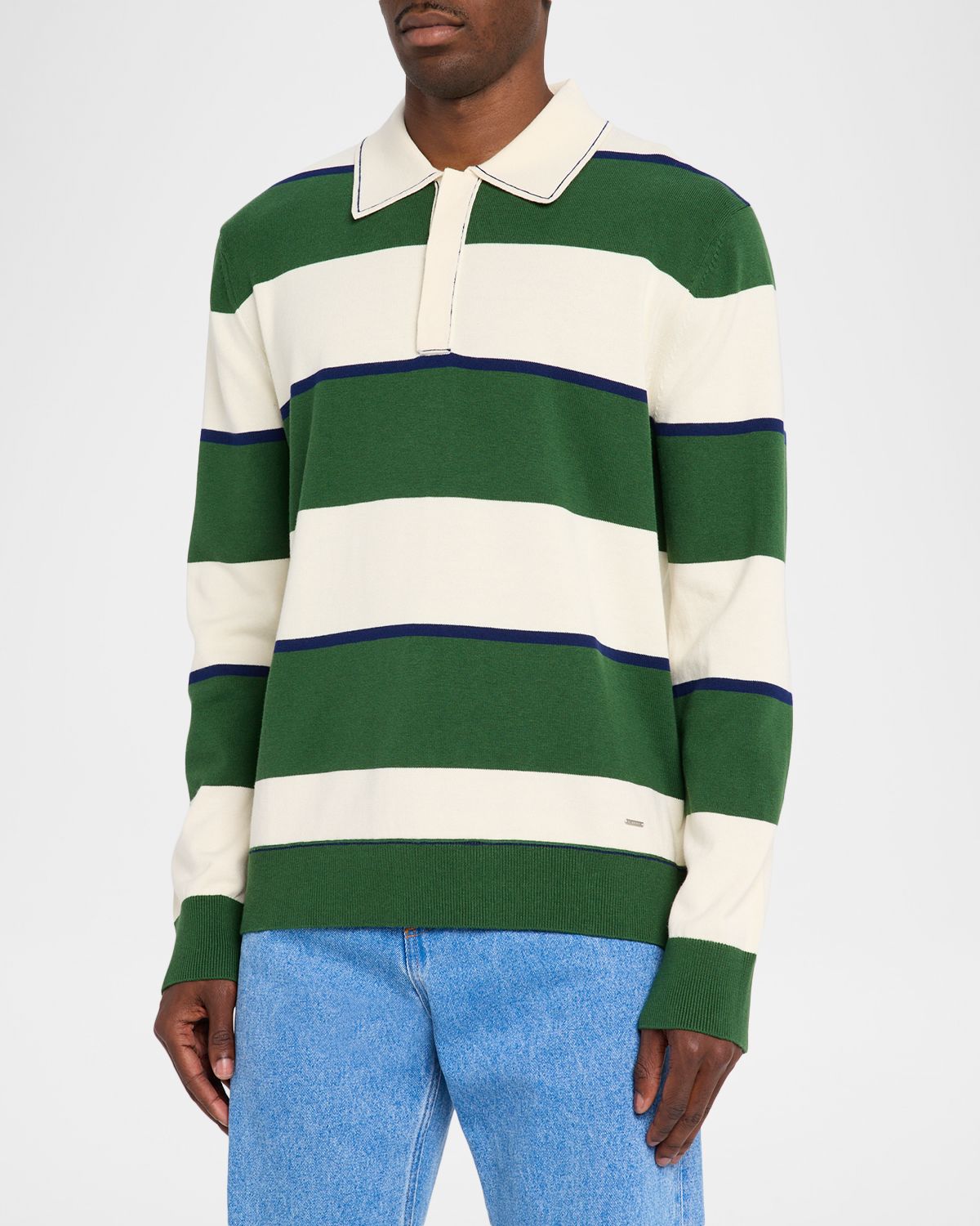 SIMKHAI Men 's Louis Cotton-Cashmere Rugby Shirt | Thumbnail 4 SIMKHAI Men 's Louis Cotton-Cashmere Rugby Shirt | Thumbnail 4