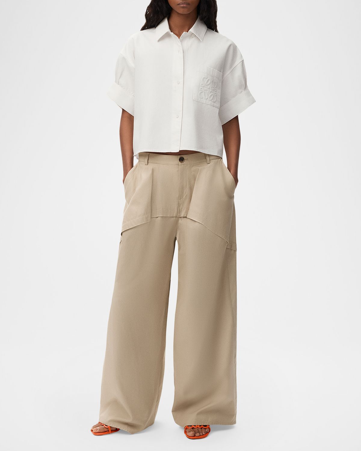 Loewe x Paula 's Ibiza Short-Sleeve Denim Boxy Shirt