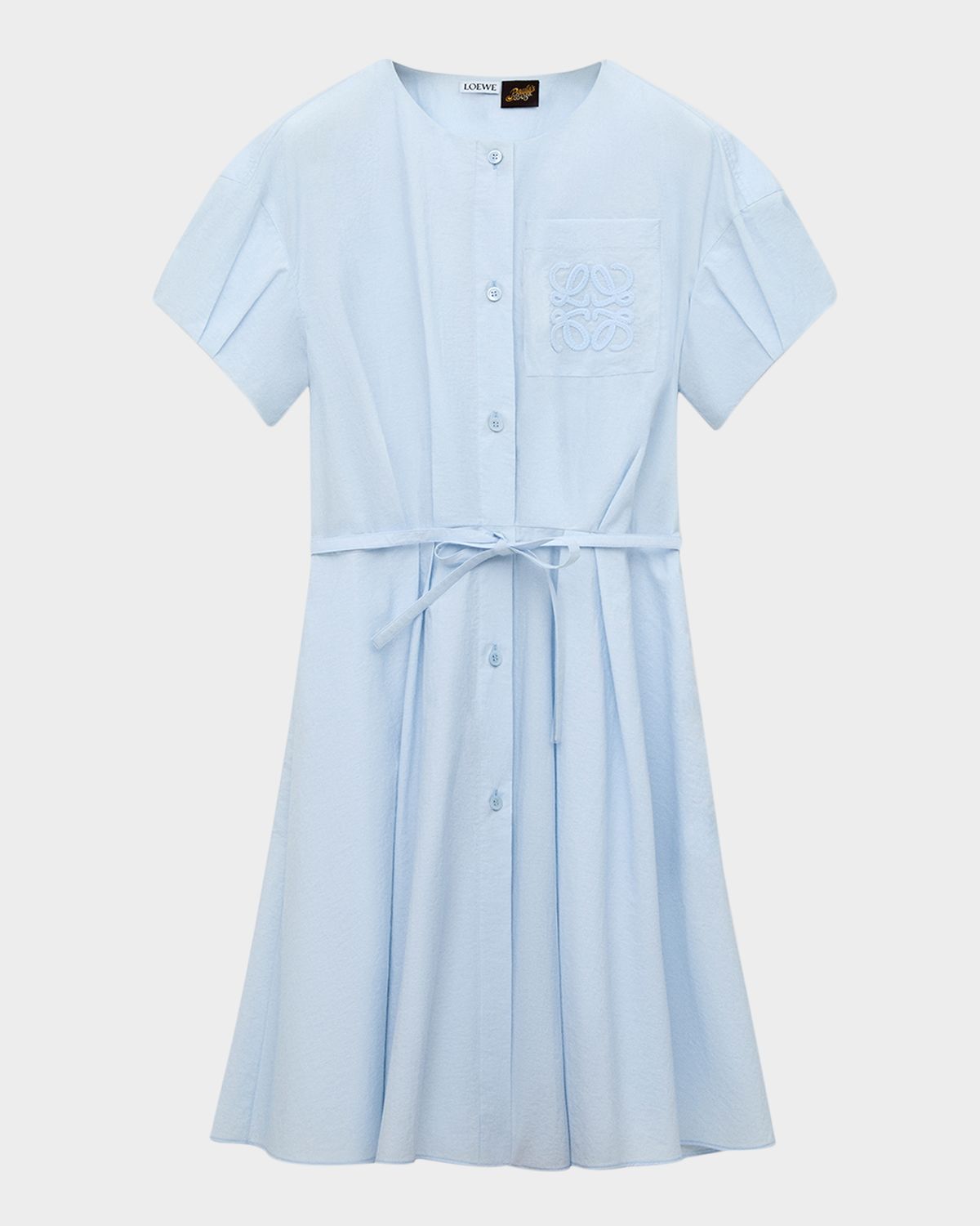 Loewe x Paula 's Ibiza Puff-Sleeve Pleated Shirtdress