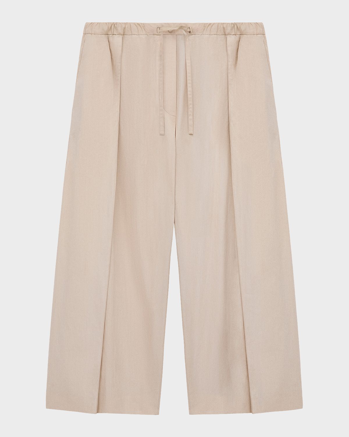Loewe x Paula 's Ibiza Pleated Wide-Leg Crop Drawstring Pants