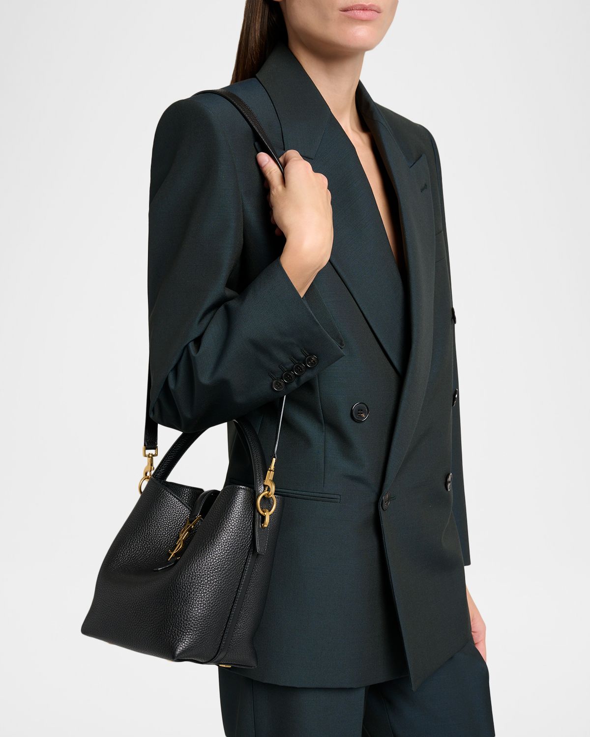 Saint Laurent Le 37 YSL Leather Bucket Bag