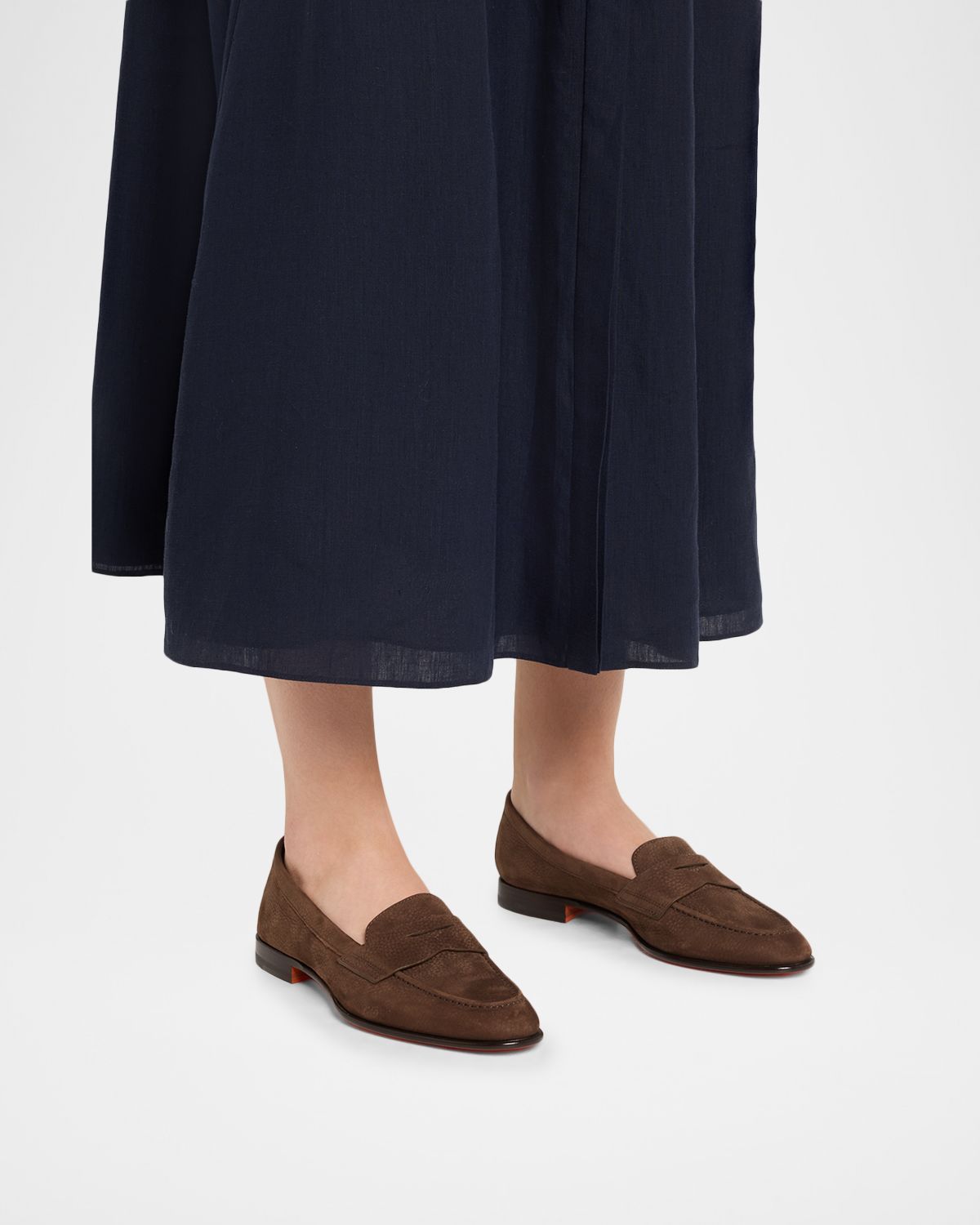 Santoni Suede Penny Loafers | Thumbnail 6 Santoni Suede Penny Loafers | Thumbnail 6