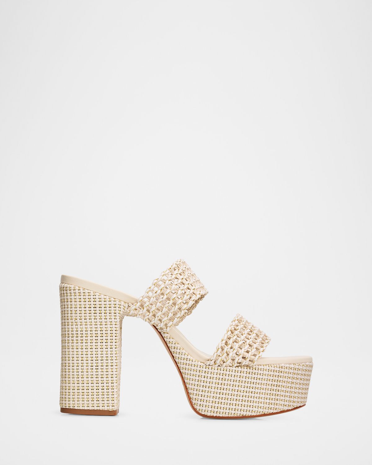 Schutz Aberdeen 0MM Leather & Raffia Platform Sandals