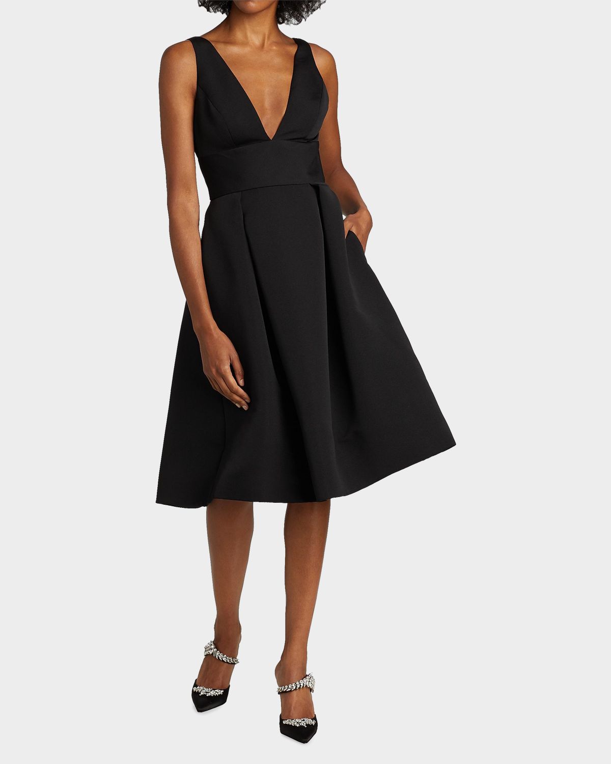 Amsale Faille Deep V-Neck Dress | Thumbnail 7 Amsale Faille Deep V-Neck Dress | Thumbnail 7