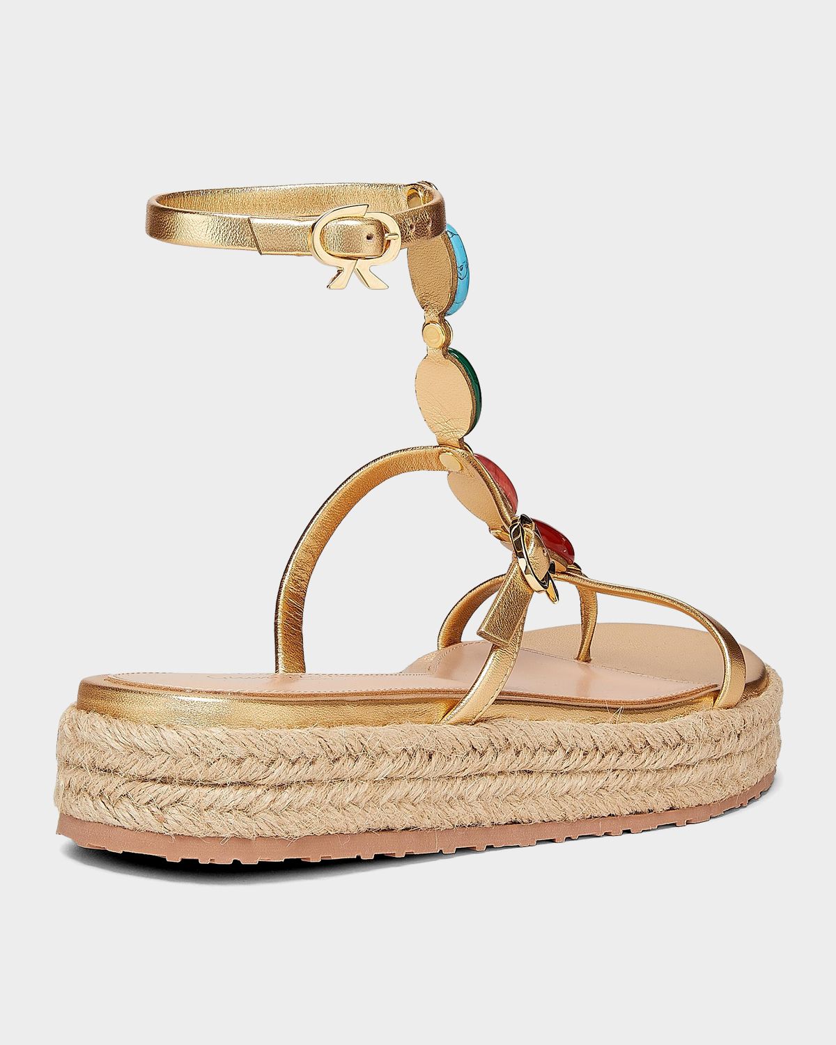 Gianvito Rossi Nappa Silk+Corda Sandals
