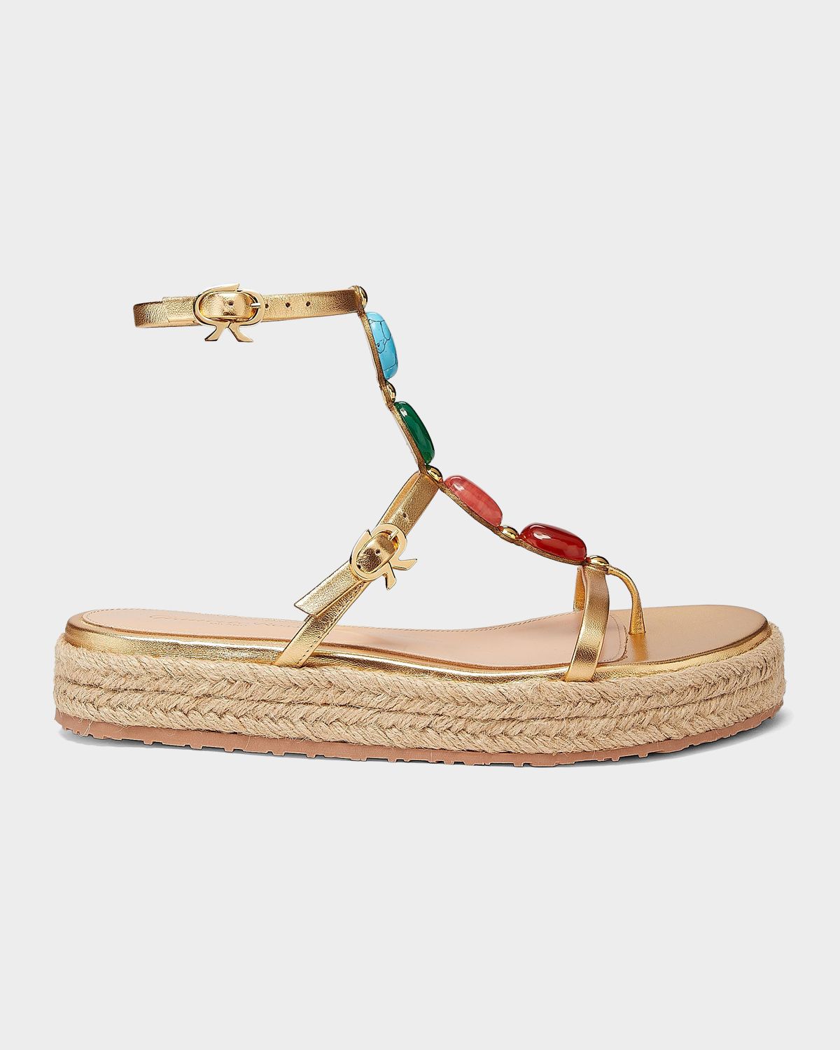 Gianvito Rossi Nappa Silk+Corda Sandals