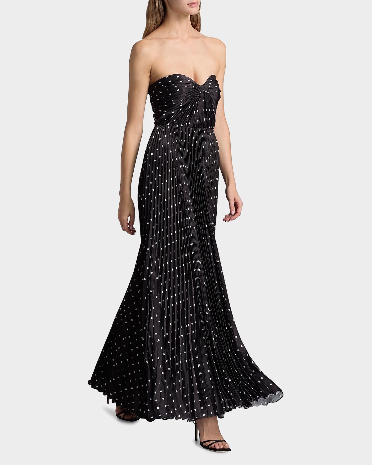 As It May Margot Satin Polka Dot Strapless Gown