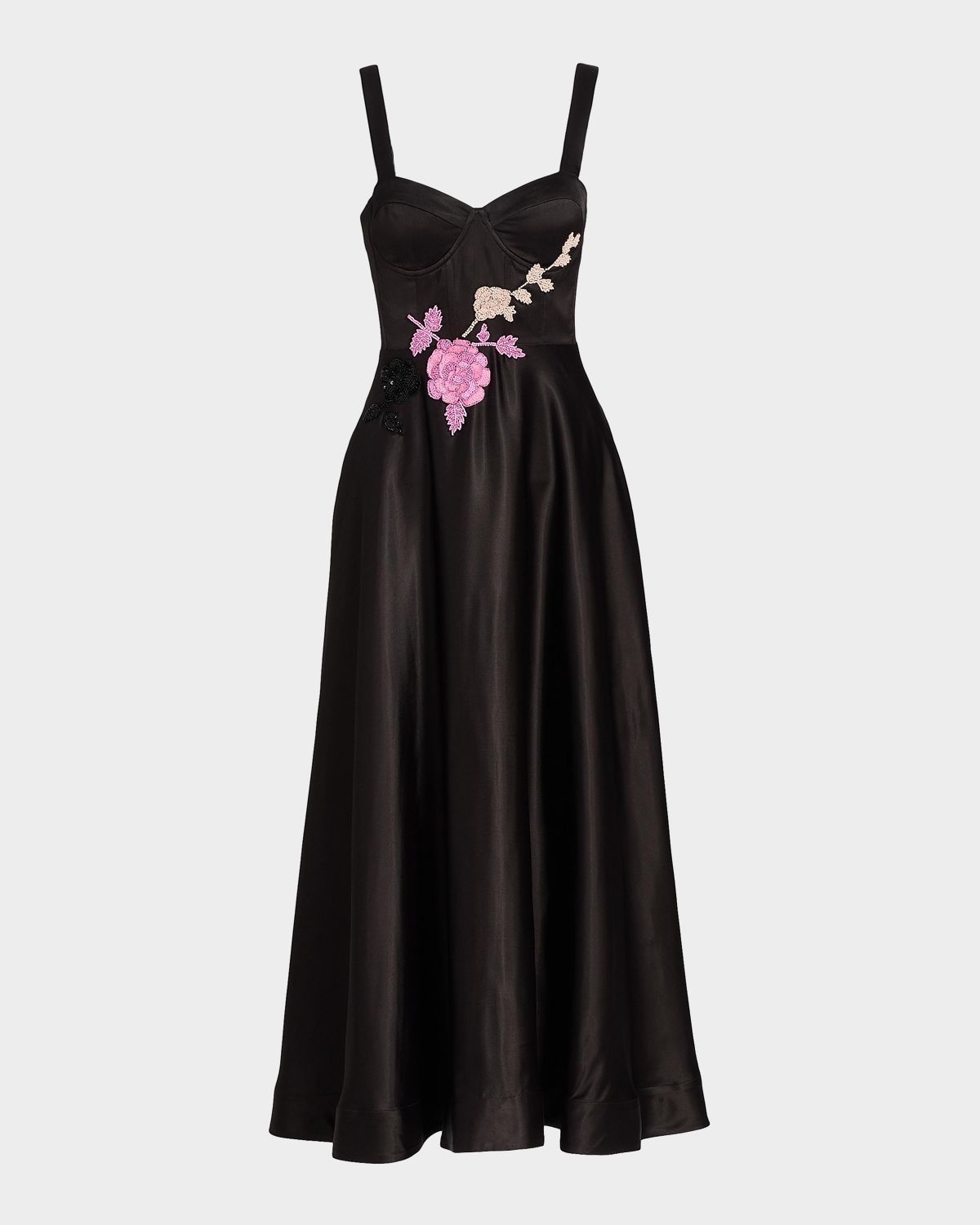 As It May Satin Embroidered Floral Cocktail Dress