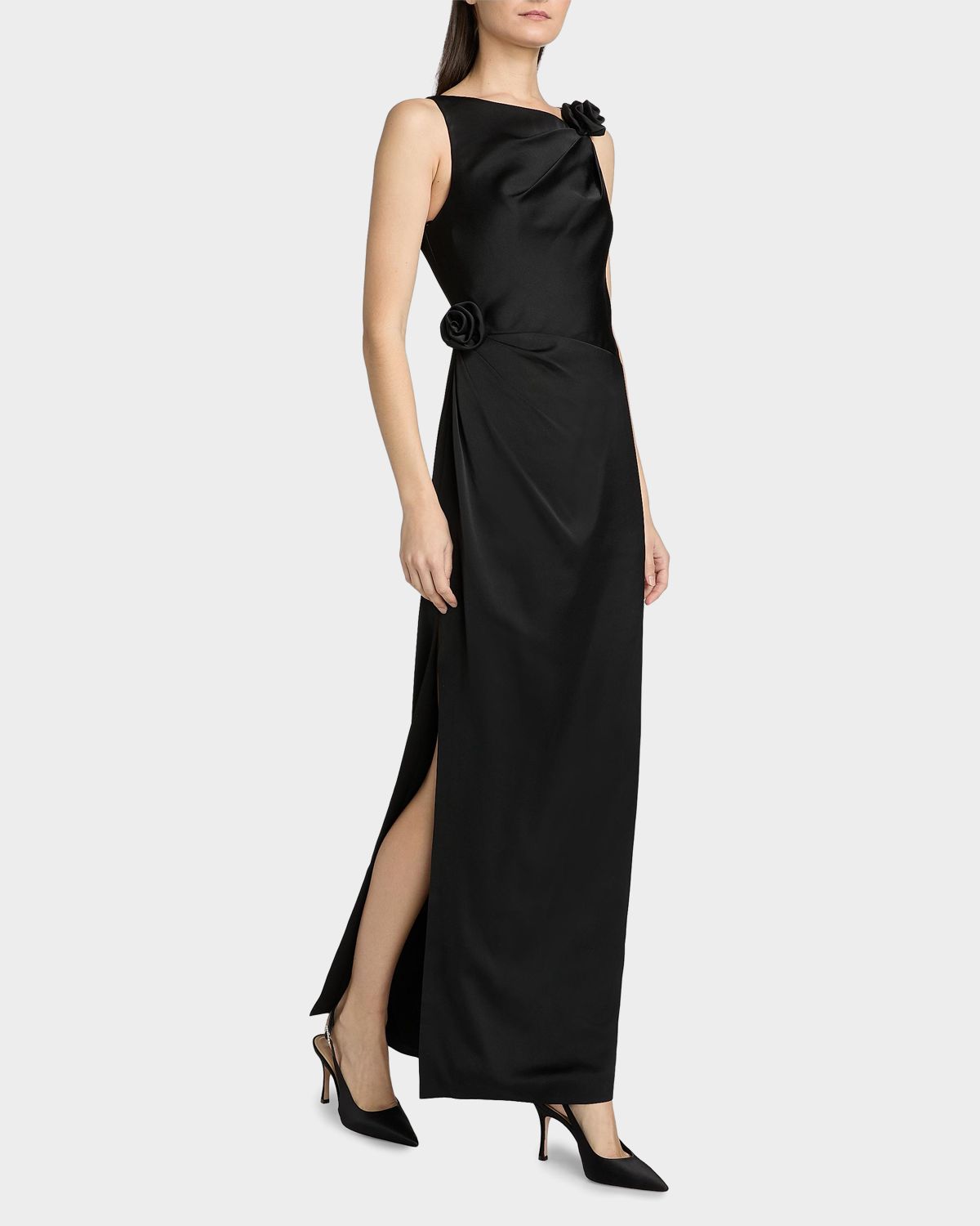 As It May Rosette Draped Column Gown