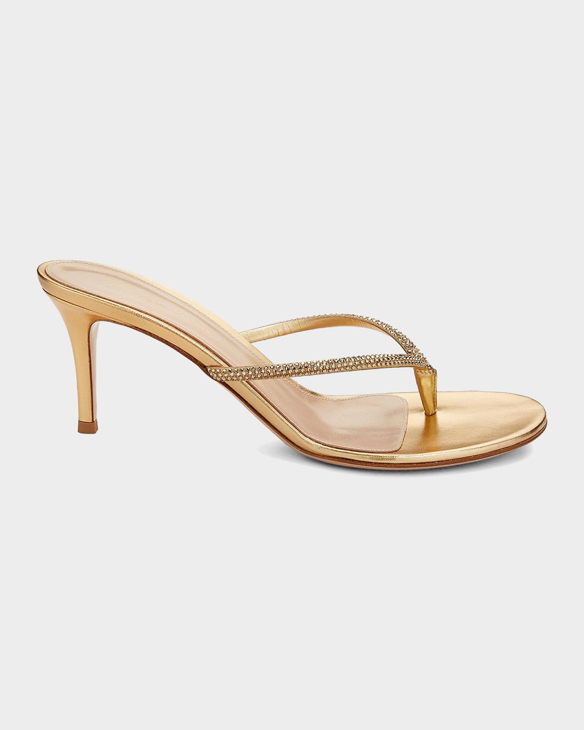 Gianvito Rossi India 70MM Rhinestone-Embellished Metallic Leather Sandals