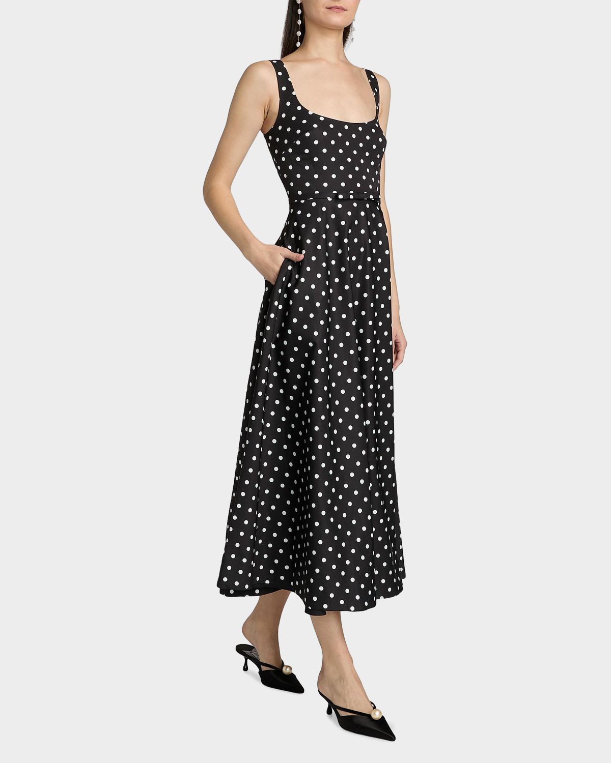 As It May Classic Polka Dot Midi-Dress
