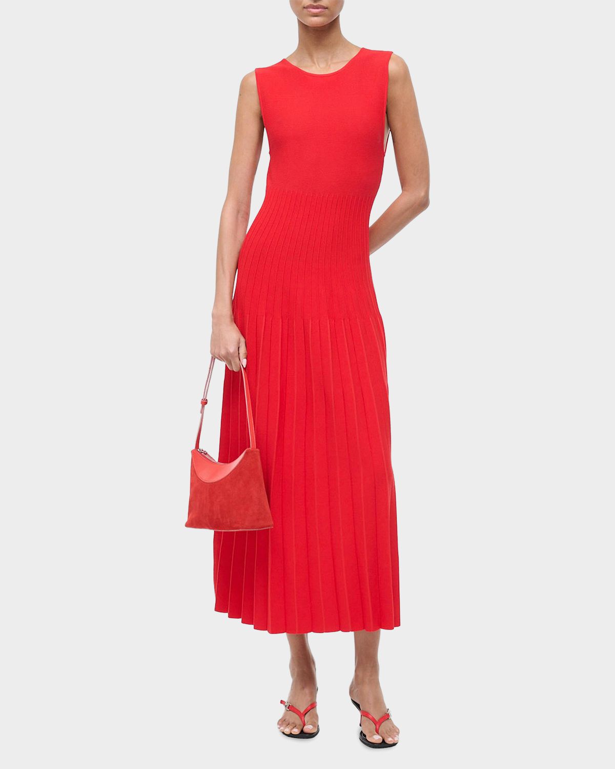 STAUD Elyse Pleated Midi-Dress - Women's Clothing