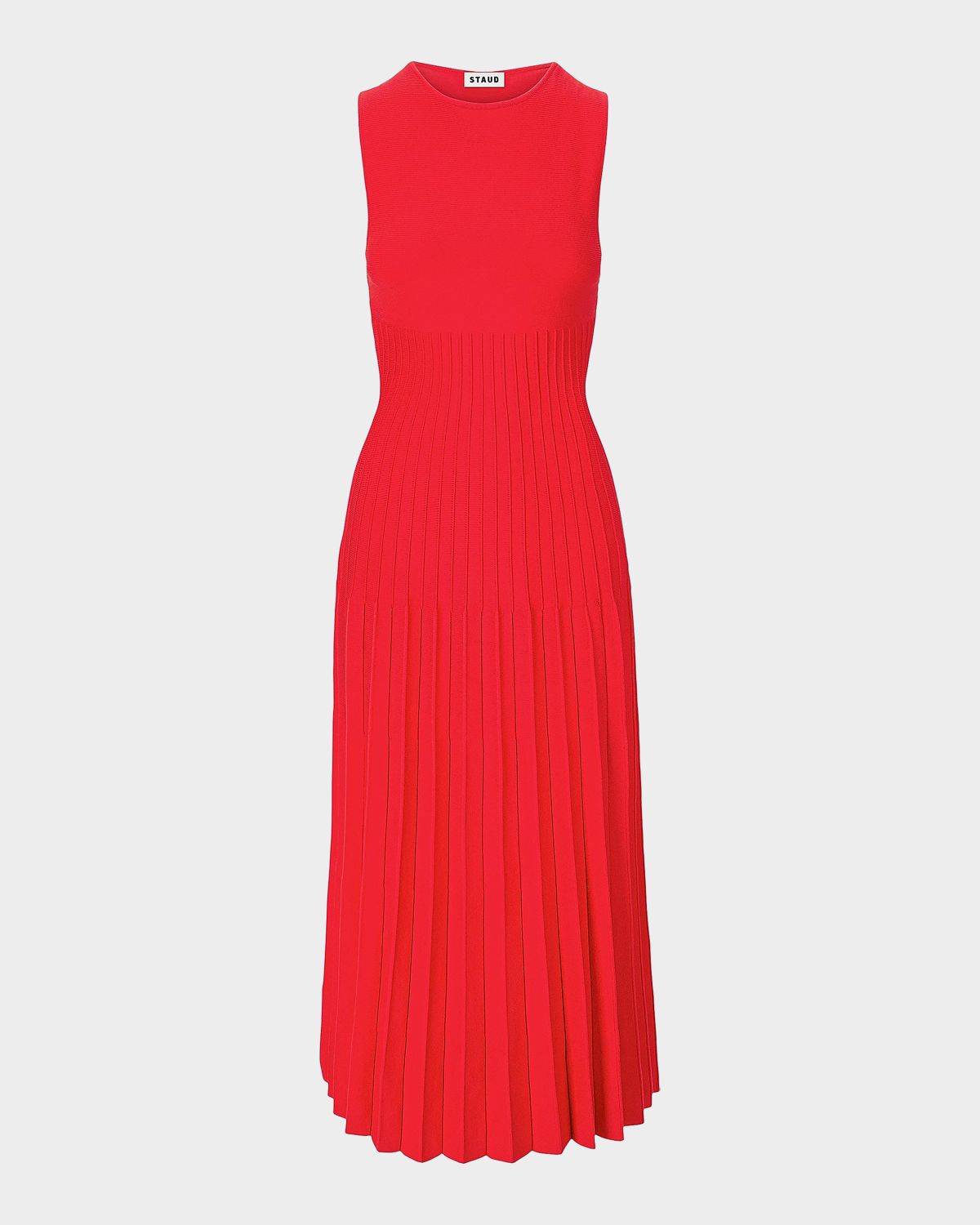 STAUD Elyse Pleated Midi-Dress
