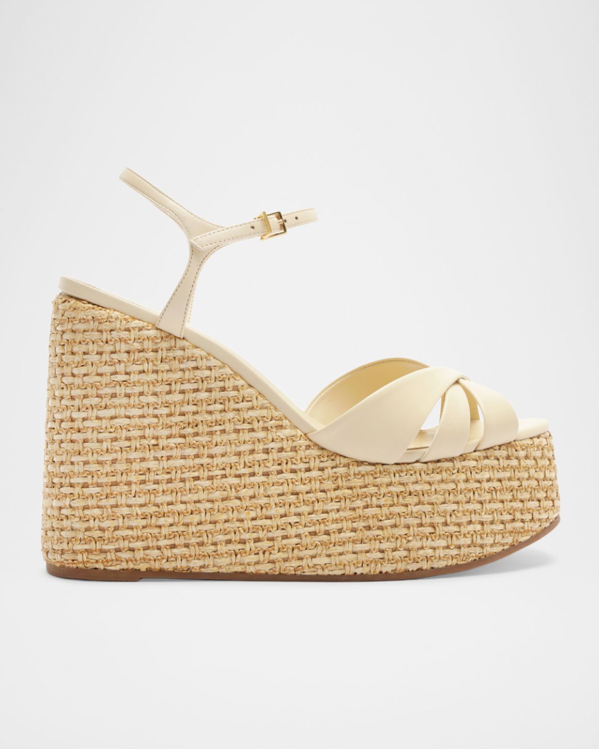Schutz 120mm Keefa Leather and Raffia Platform Sandals