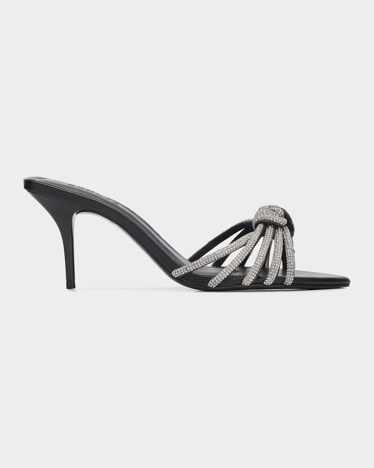 Schutz Pearline 75MM Crystal-Embellished Leather Mules