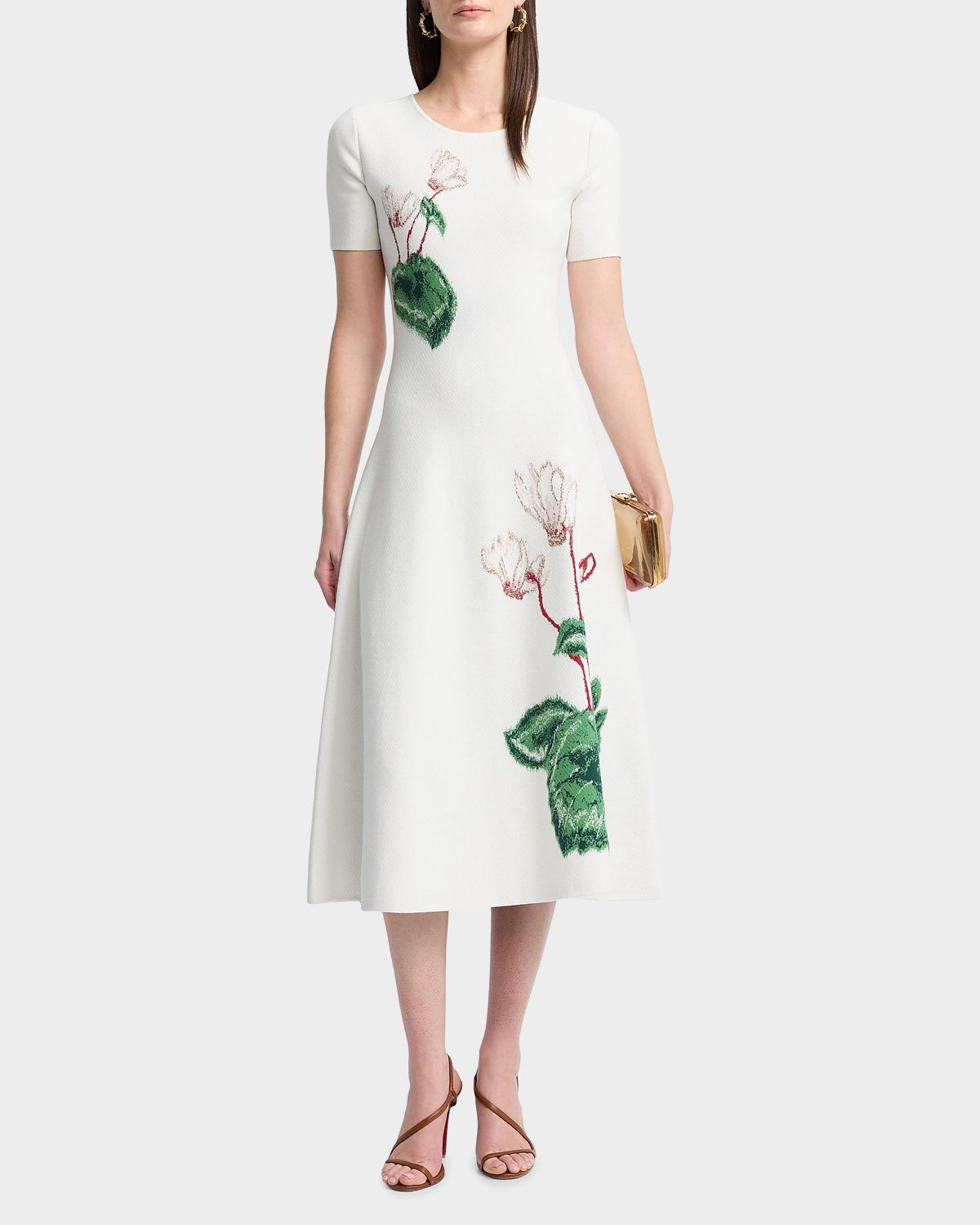 Oscar de la Renta Cyclamen Short-Sleeve Fit & Flare Dress - Women's Clothing