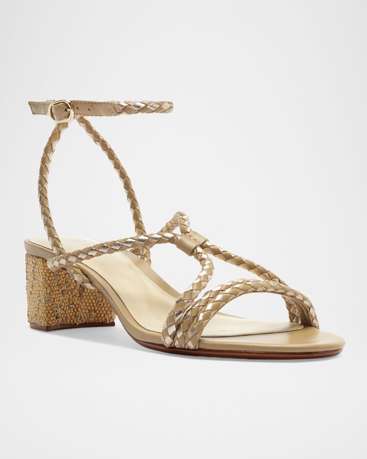 Alexandre Birman 45mm Elba Semolina Braided Leather Sandals
