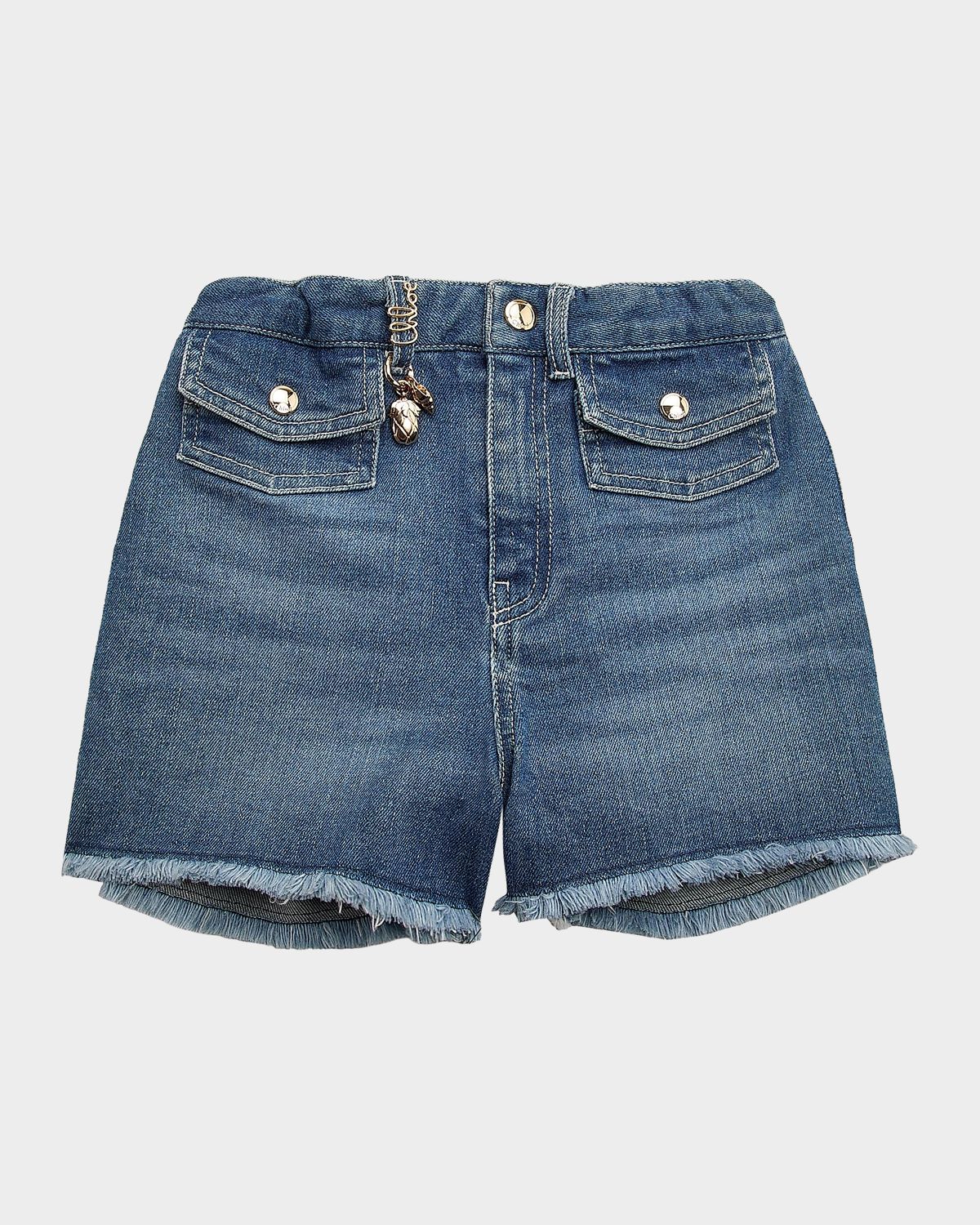 Chloe Girl 's Charm Embellished Denim Shorts, 4-14