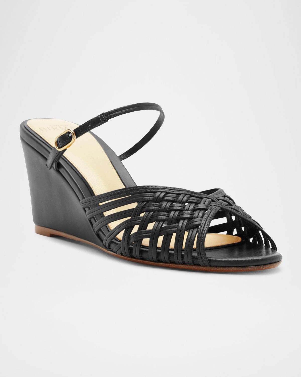 Alexandre Birman 75mm Lilian Leather Wedge Mules