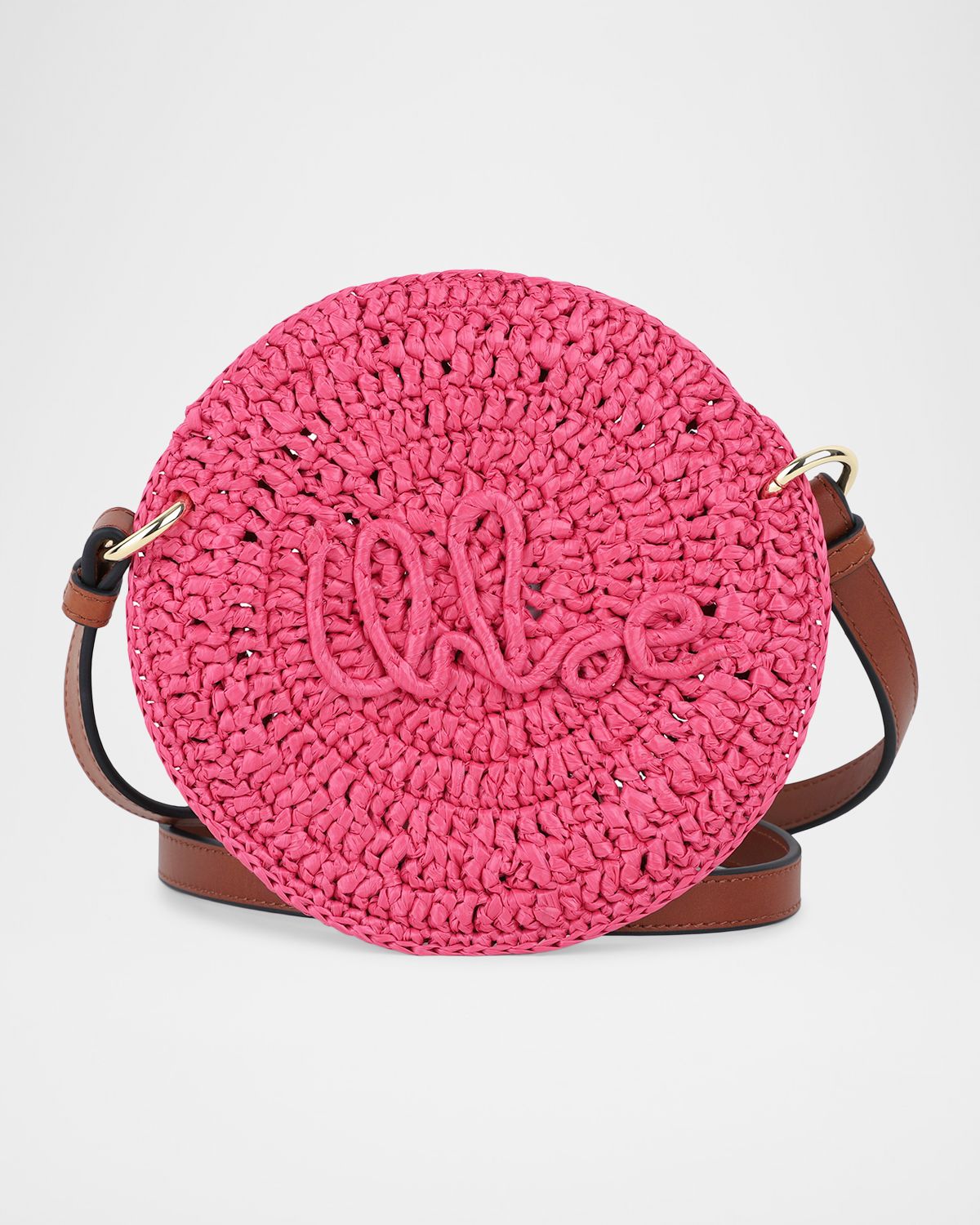 Chloe Girl 's Logo-Embroidered Raffia Shoulder Bag
