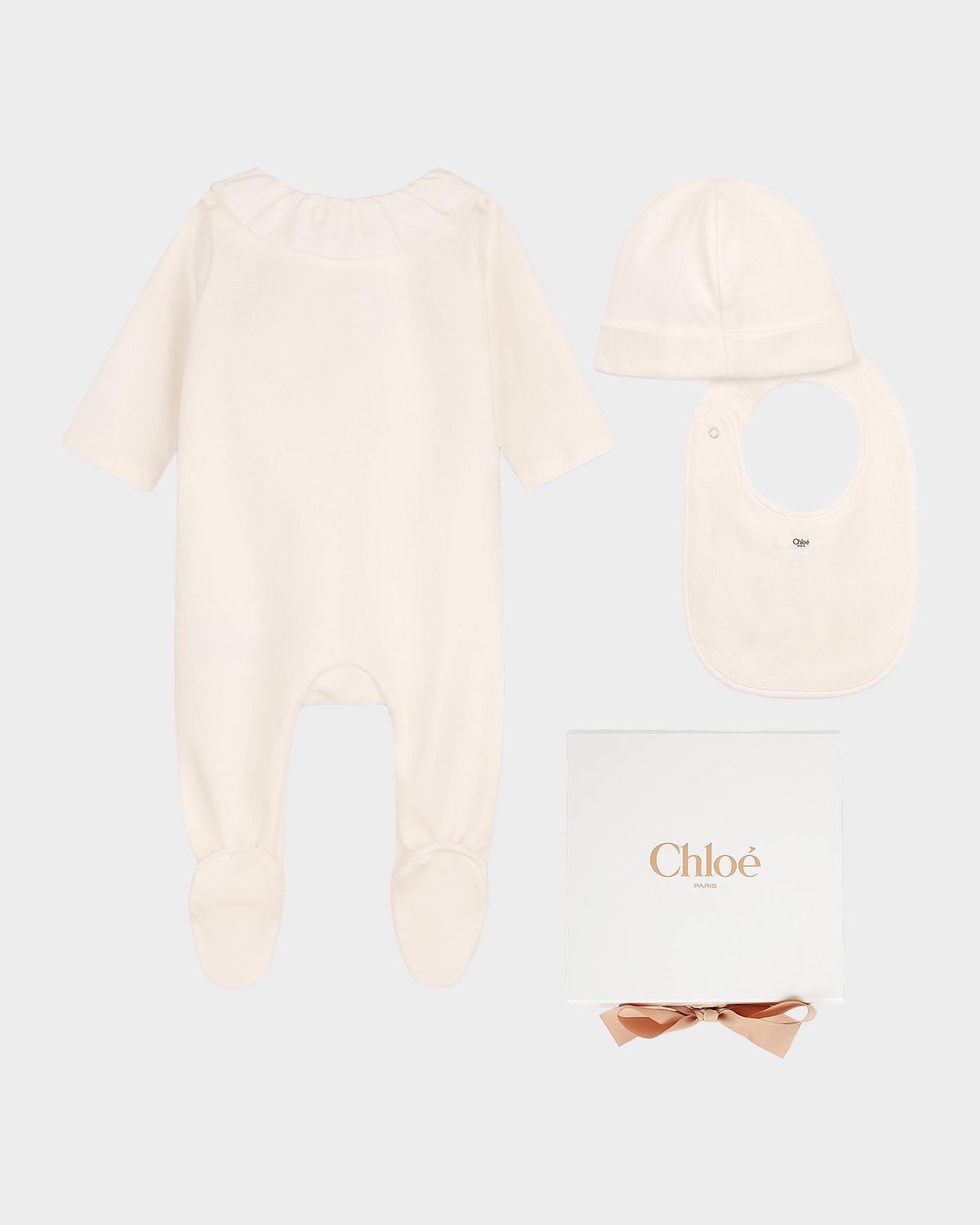 Chloe Girl 's Cotton Pyjamas, Bib, & Hat Set, 1M-9M