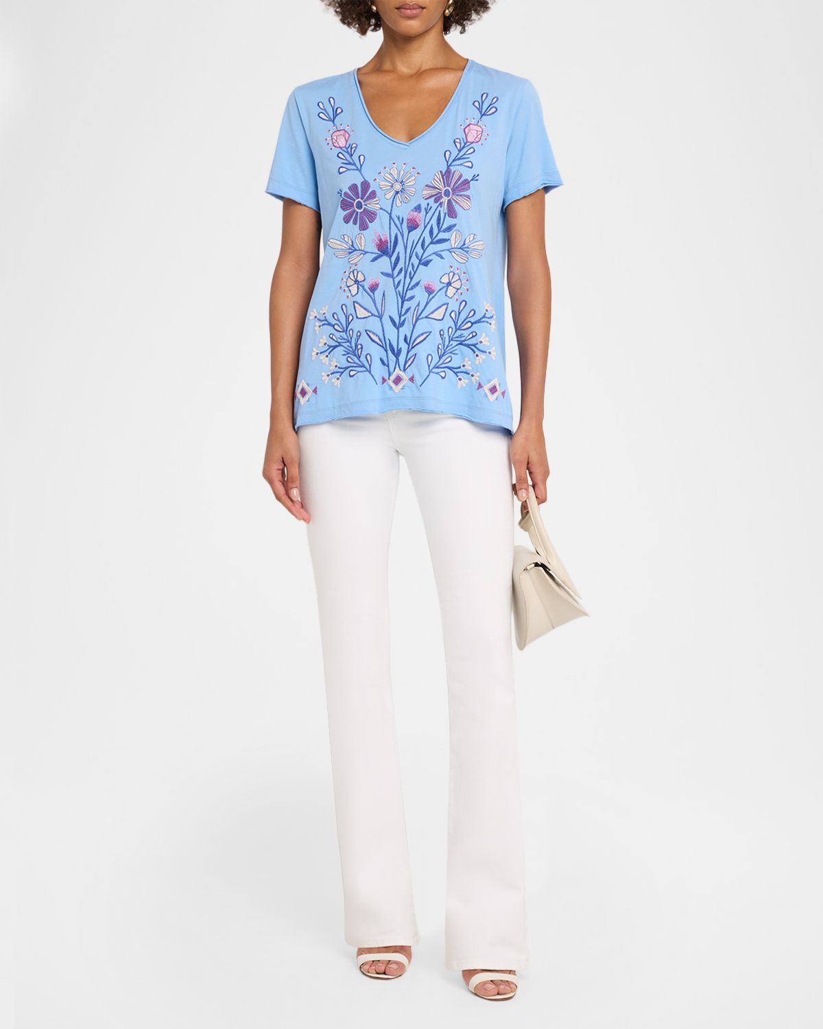 Johnny Was Embroidered Short-Sleeve Everyday Tee