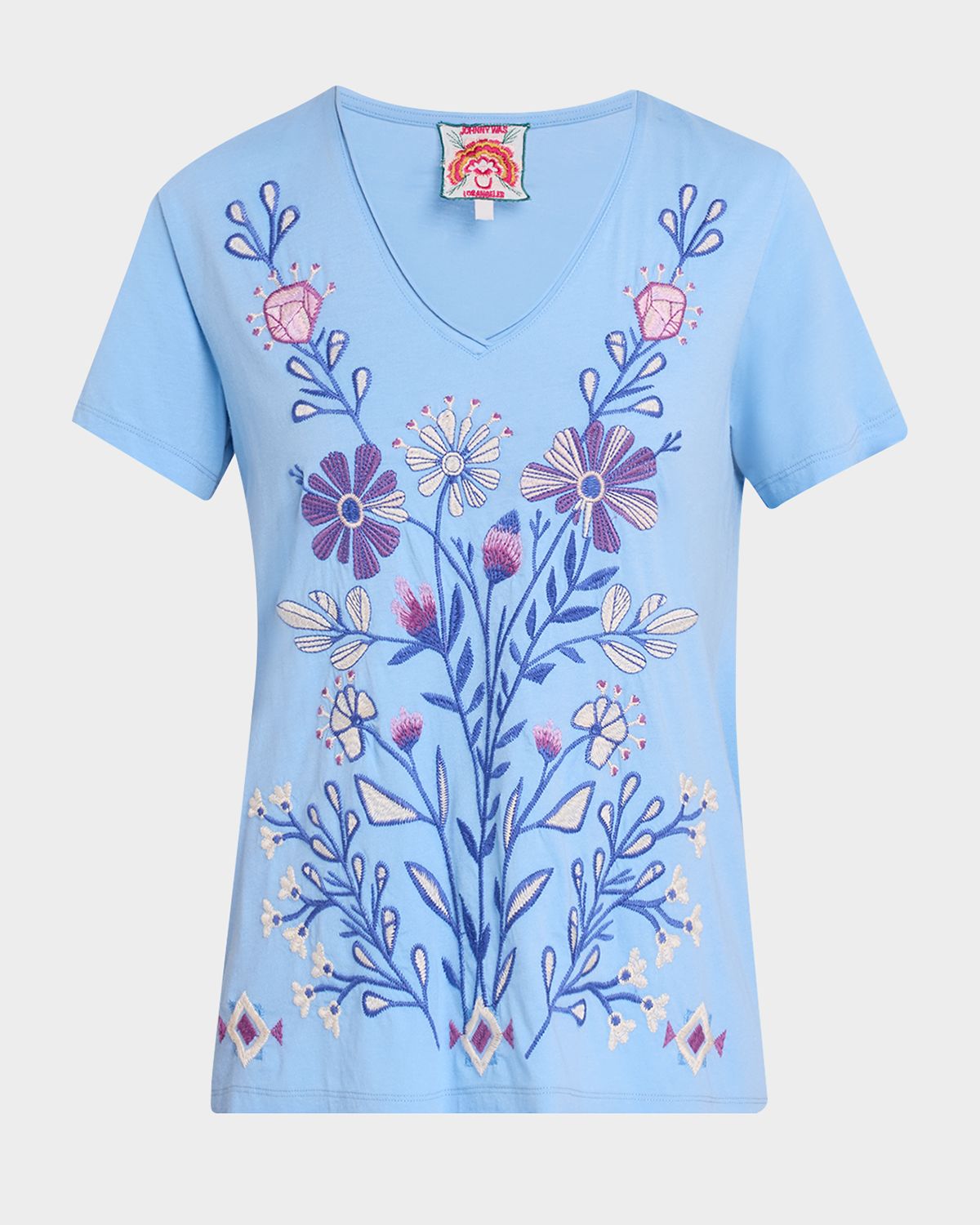 Johnny Was Embroidered Short-Sleeve Everyday Tee