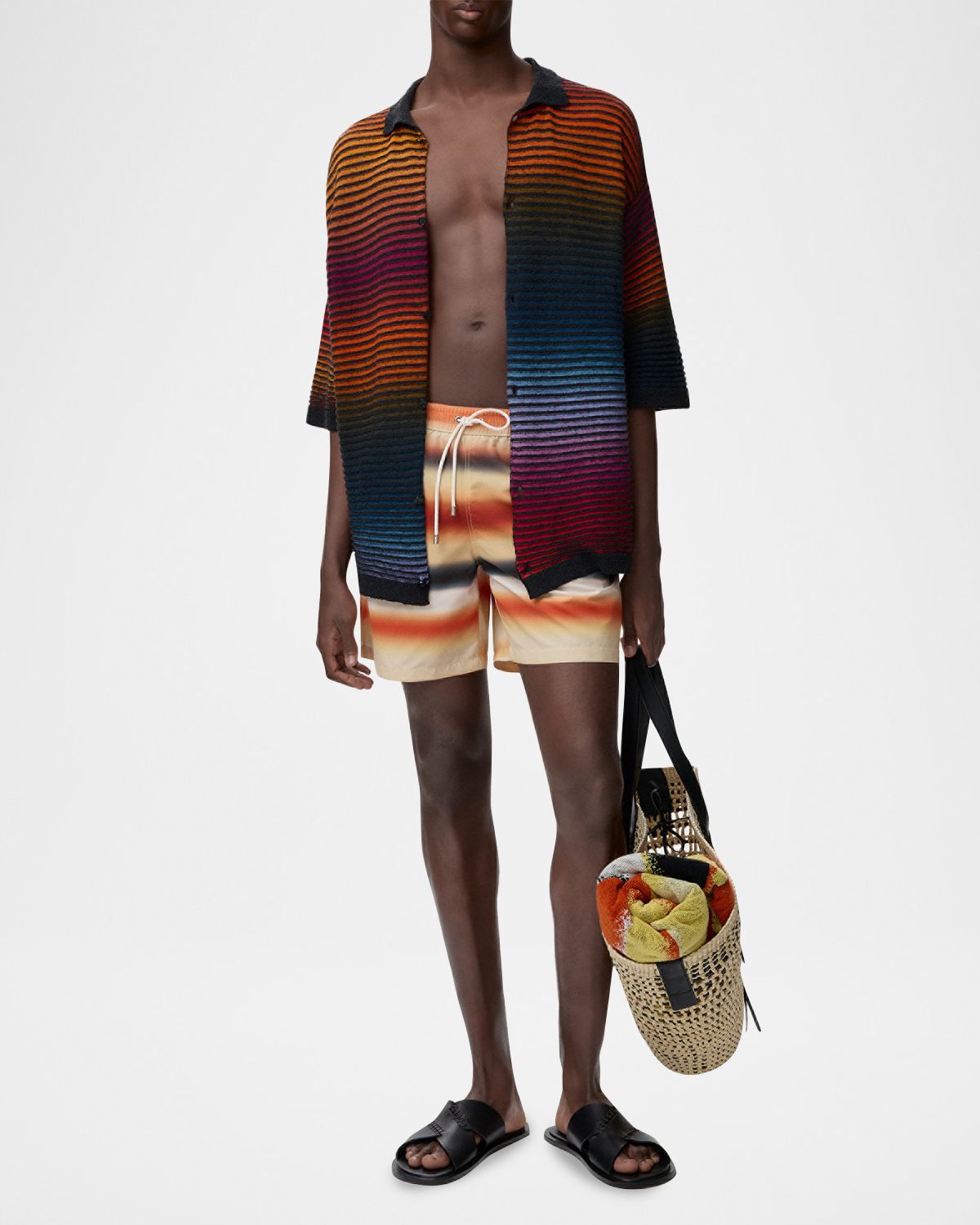 Loewe x Paula 's Ibiza Men 's Multi-Stripe Knit Shirt