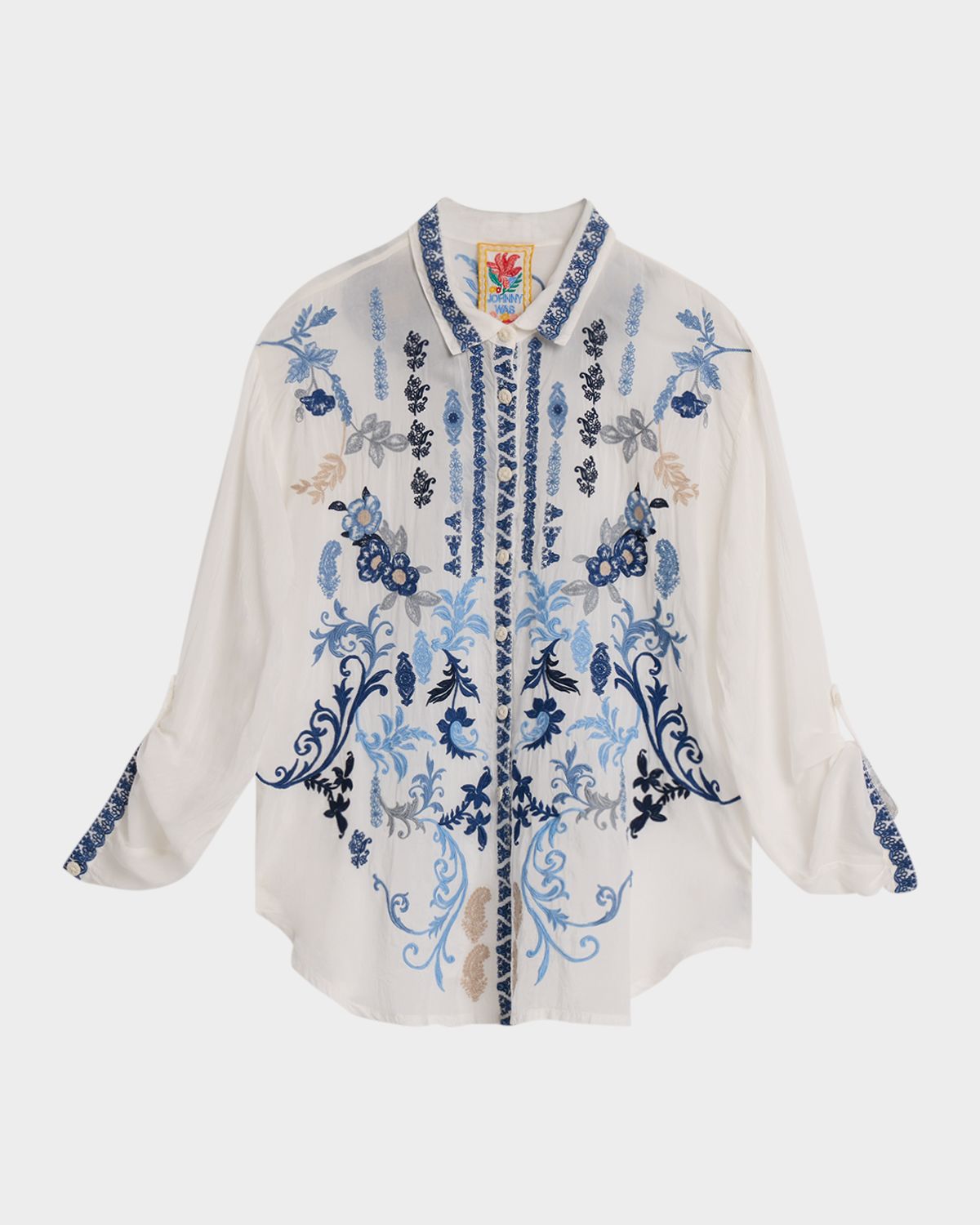 Johnny Was Luisa Embroidered Button-Down Shirt