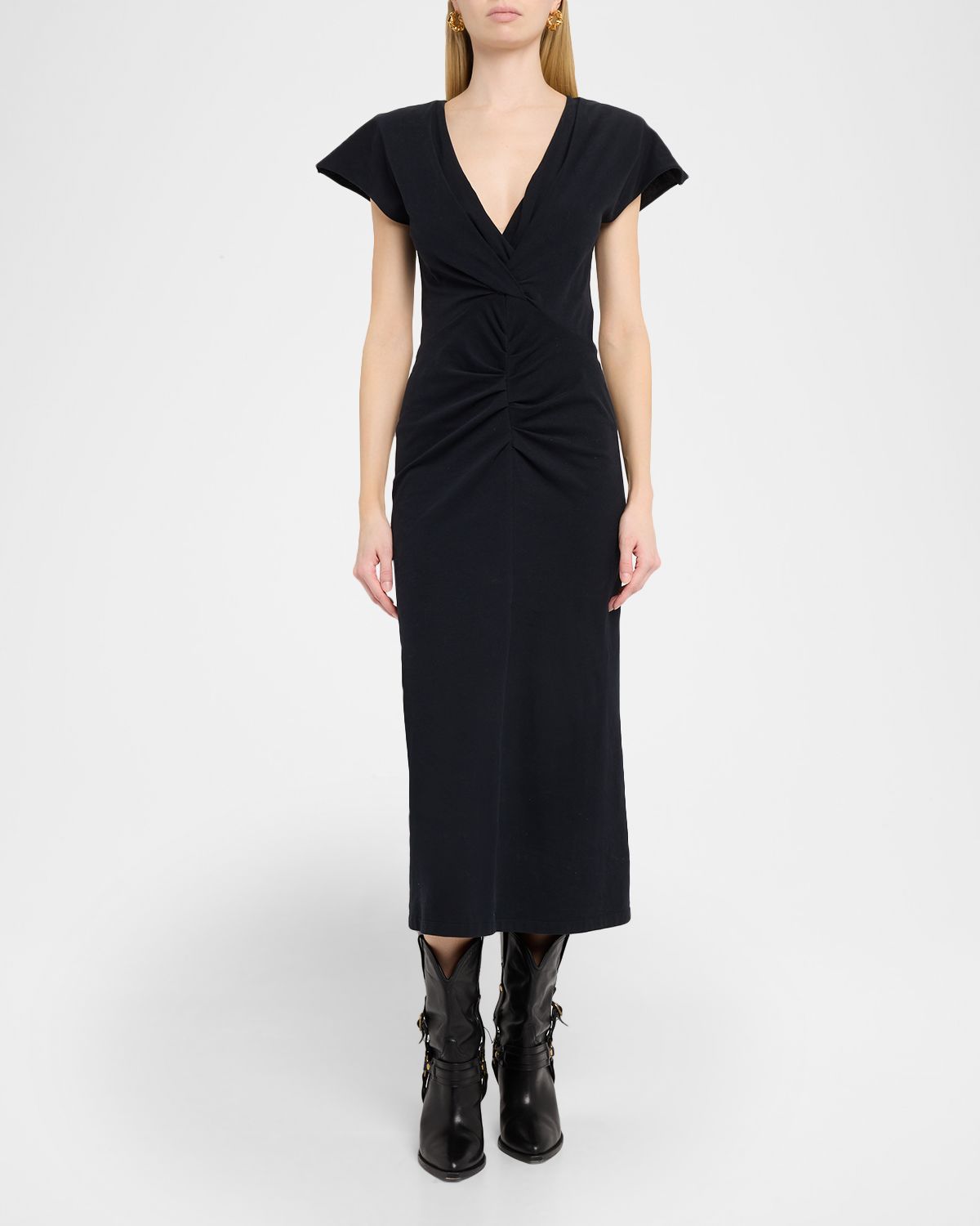 Isabel Marant Nadra Gathered Waist Jersey Midi Dress | Thumbnail 5 Isabel Marant Nadra Gathered Waist Jersey Midi Dress | Thumbnail 5