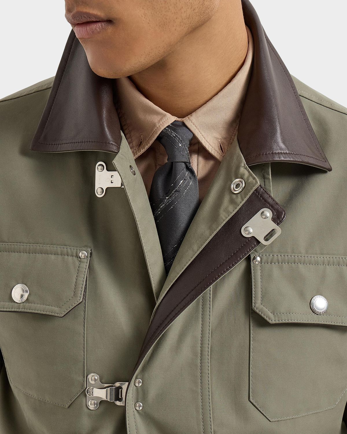 Brunello Cucinelli Men 's Slubbed Stripe Silk and Cotton Tie | Thumbnail 2 Brunello Cucinelli Men 's Slubbed Stripe Silk and Cotton Tie | Thumbnail 2