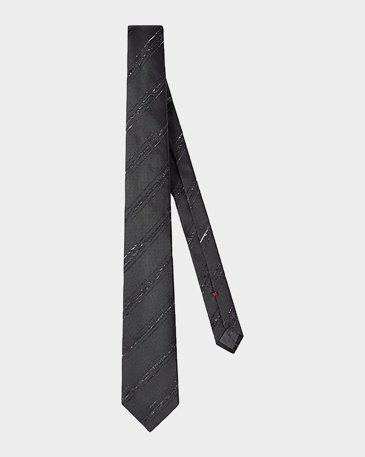 Brunello Cucinelli Men 's Slubbed Stripe Silk and Cotton Tie