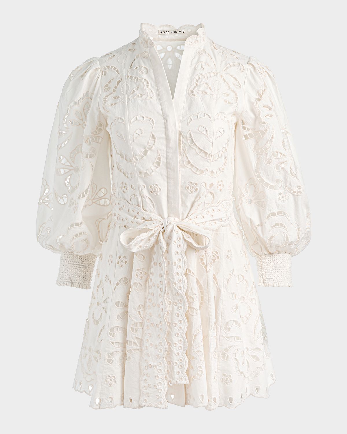 ALICE + OLIVIA Lucy Embroidered Mini Shirtdress