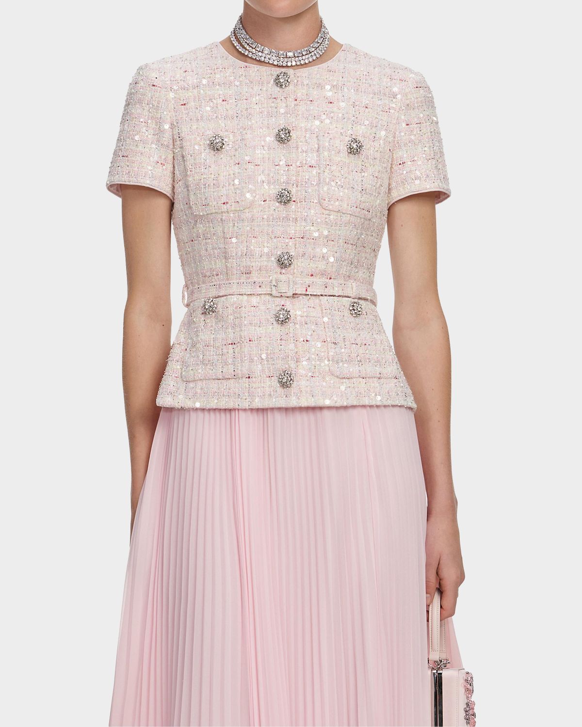 Self-Portrait Sequined Bouclé Midi Dress | Thumbnail 4 Self-Portrait Sequined Bouclé Midi Dress | Thumbnail 4