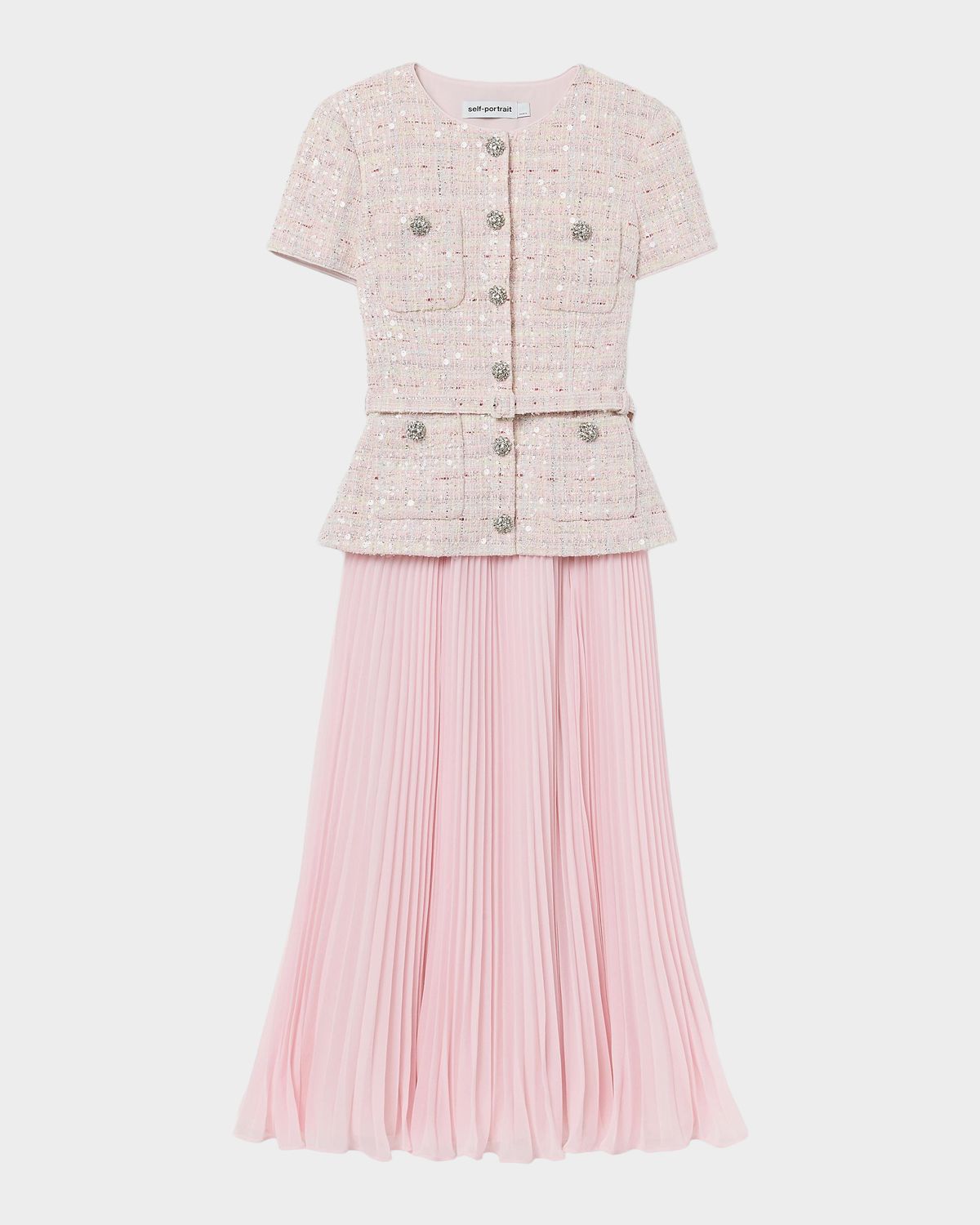 Self-Portrait Sequined Bouclé Midi Dress