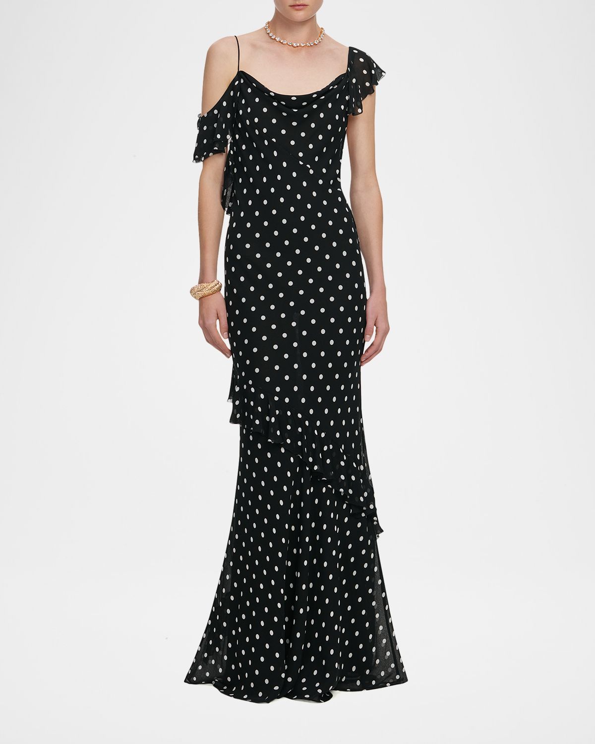 Self-Portrait Polka Dot Georgette Maxi Dress