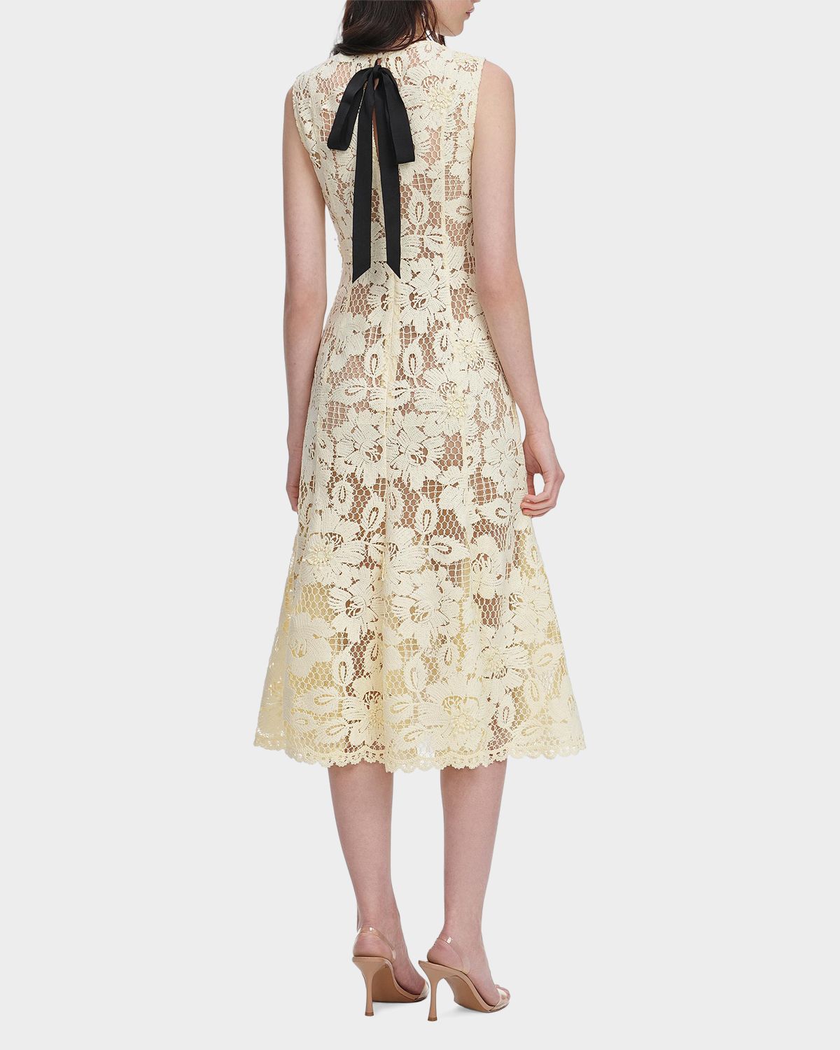 Self-Portrait Crochet Lace Midi Dress | Thumbnail 3