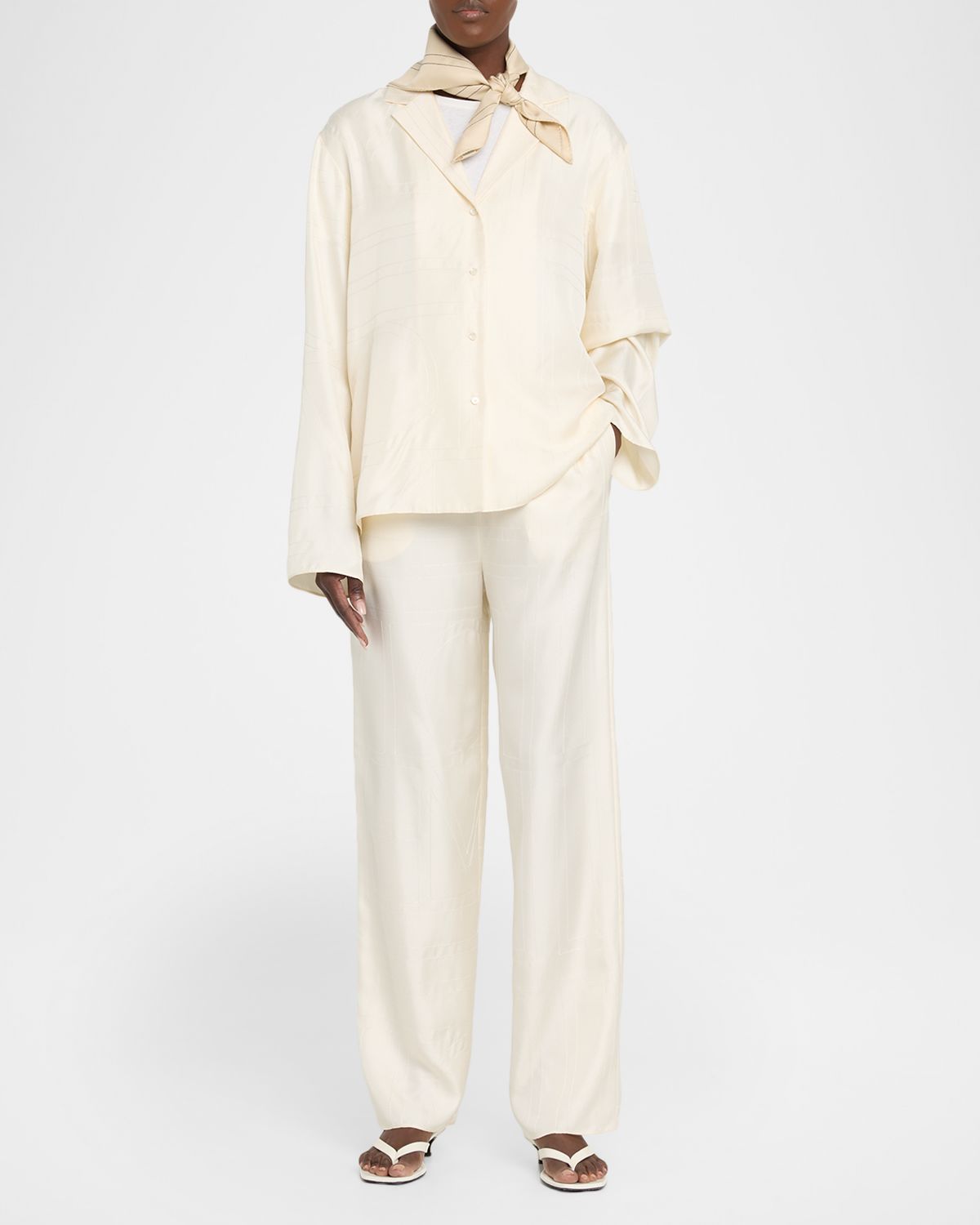 Toteme Embroidered Logo Monogram Silk Scarf | Thumbnail 4 Toteme Embroidered Logo Monogram Silk Scarf | Thumbnail 4