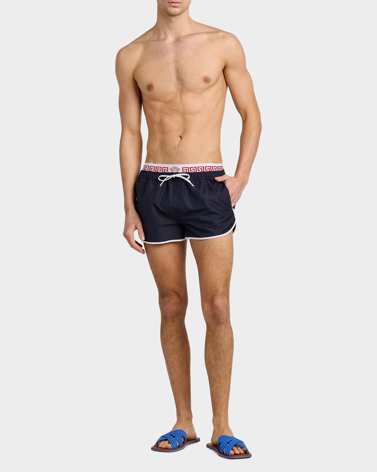 Versace Men 's Golfo Greca Double-Waistband Swim Shorts - Women's Clothing