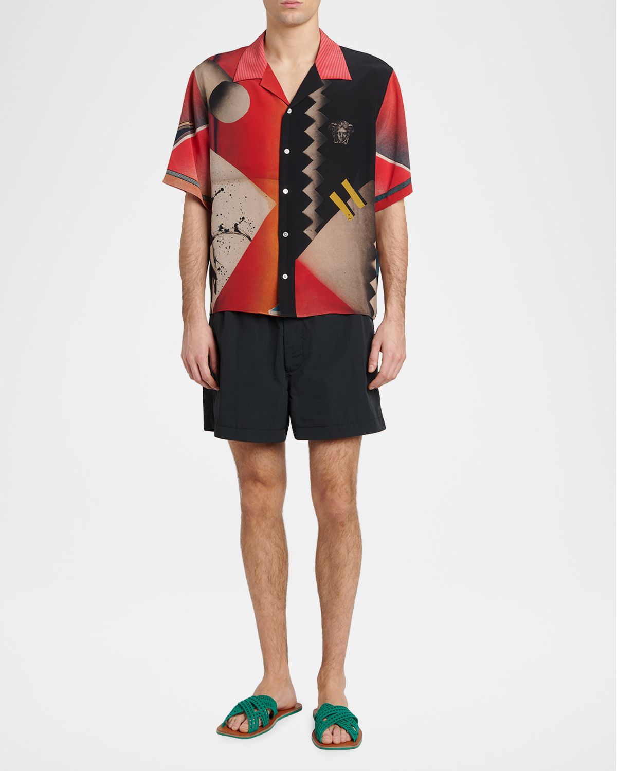 Versace Men 's Logo Band Textured Nylon Shorts | Thumbnail 5 Versace Men 's Logo Band Textured Nylon Shorts | Thumbnail 5