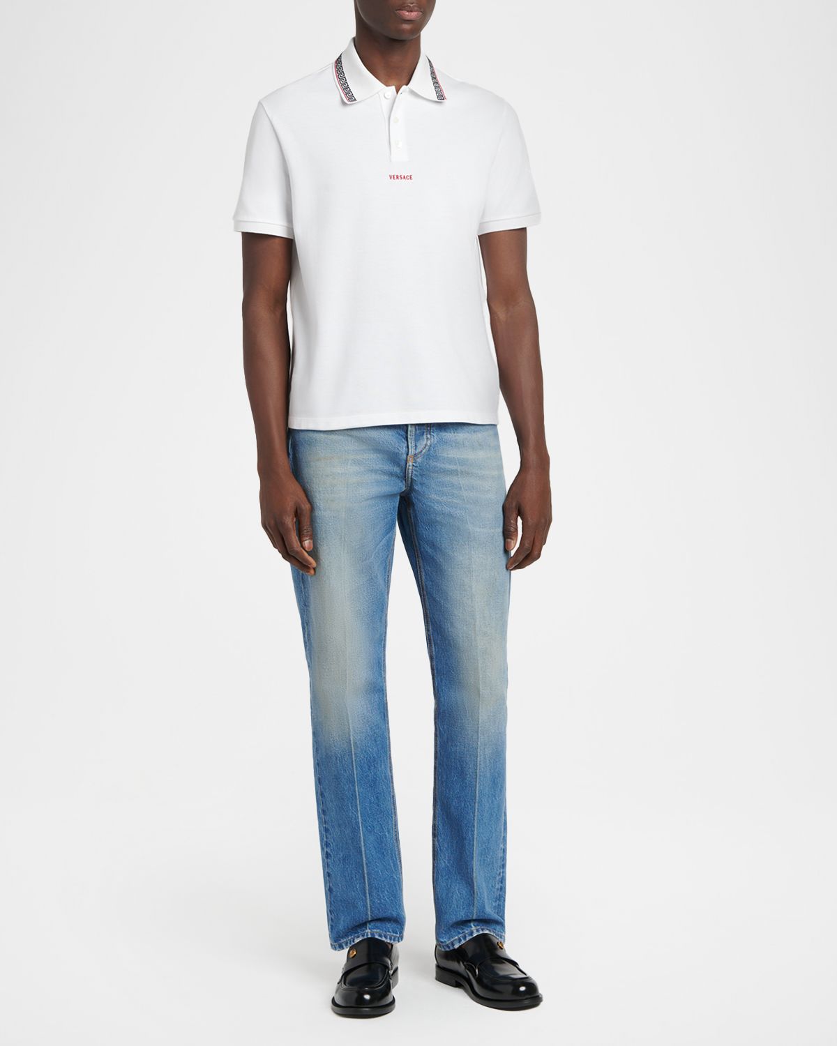 Versace Men 's ogo Embroidered Cotton Pique Polo Shirt | Thumbnail 5 Versace Men 's ogo Embroidered Cotton Pique Polo Shirt | Thumbnail 5