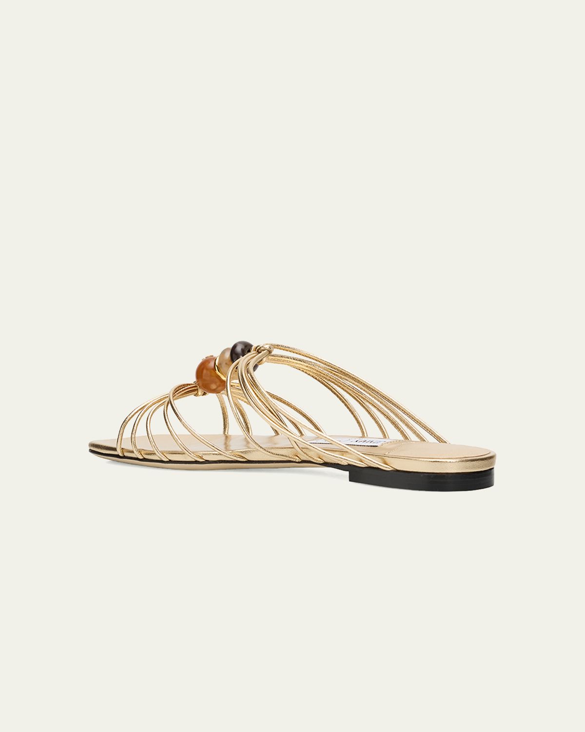 Jimmy Choo Lova Metallic Leather Flat Slide Sandals | Thumbnail 4