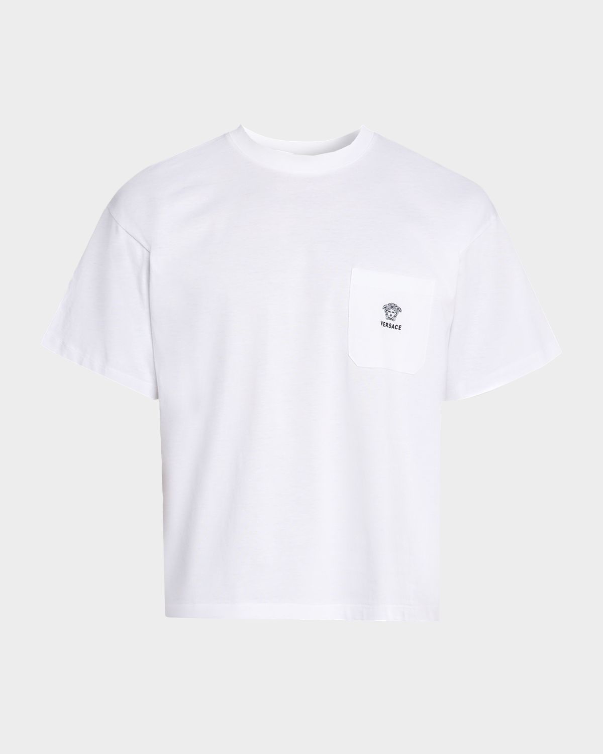 Versace Men 's Embroidered-Medusa Jersey Pocket Crewneck T-Shirt