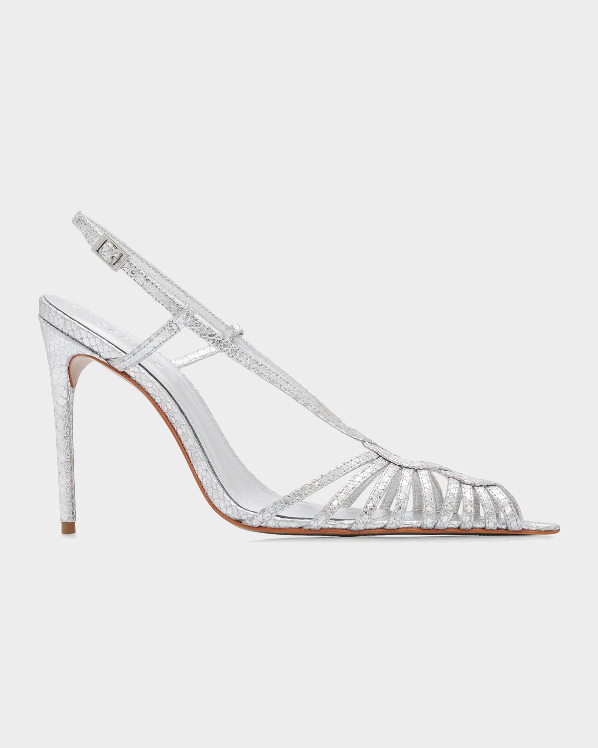 Schutz Seraphine 110MM Snakeskin-Embossed Leather Peep-Toe Sandals