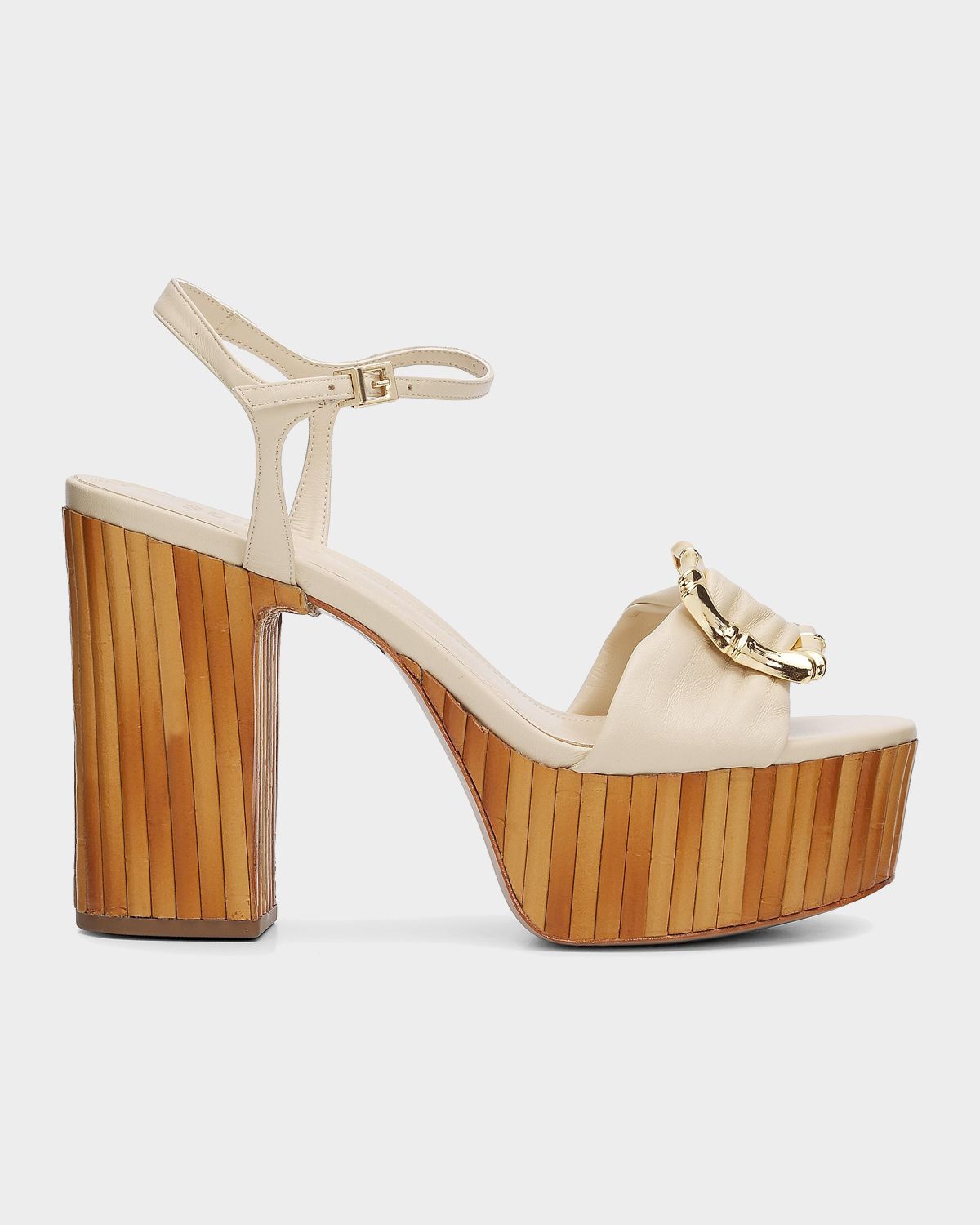 Schutz 120mm Enola Leather Bamboo-Heel Platform Sandals
