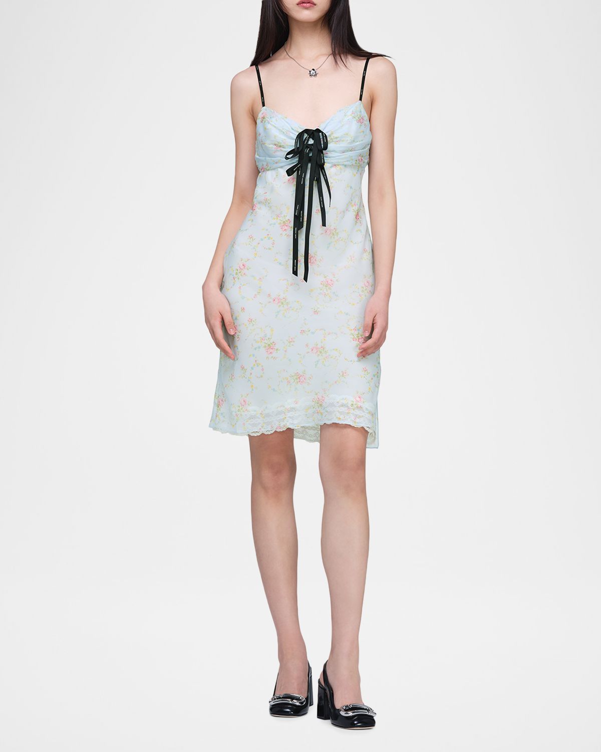 Marc Jacobs Blurred Floral Chiffon Mini Slip Dress