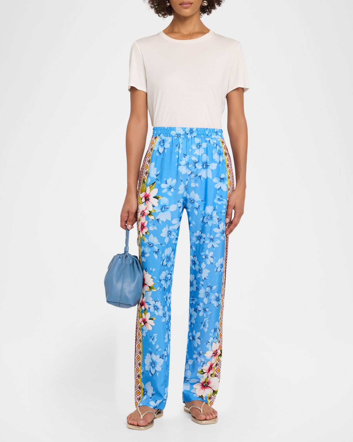 Johnny Was Kanni Side-Stripe Straight-Leg Pull-On Pants