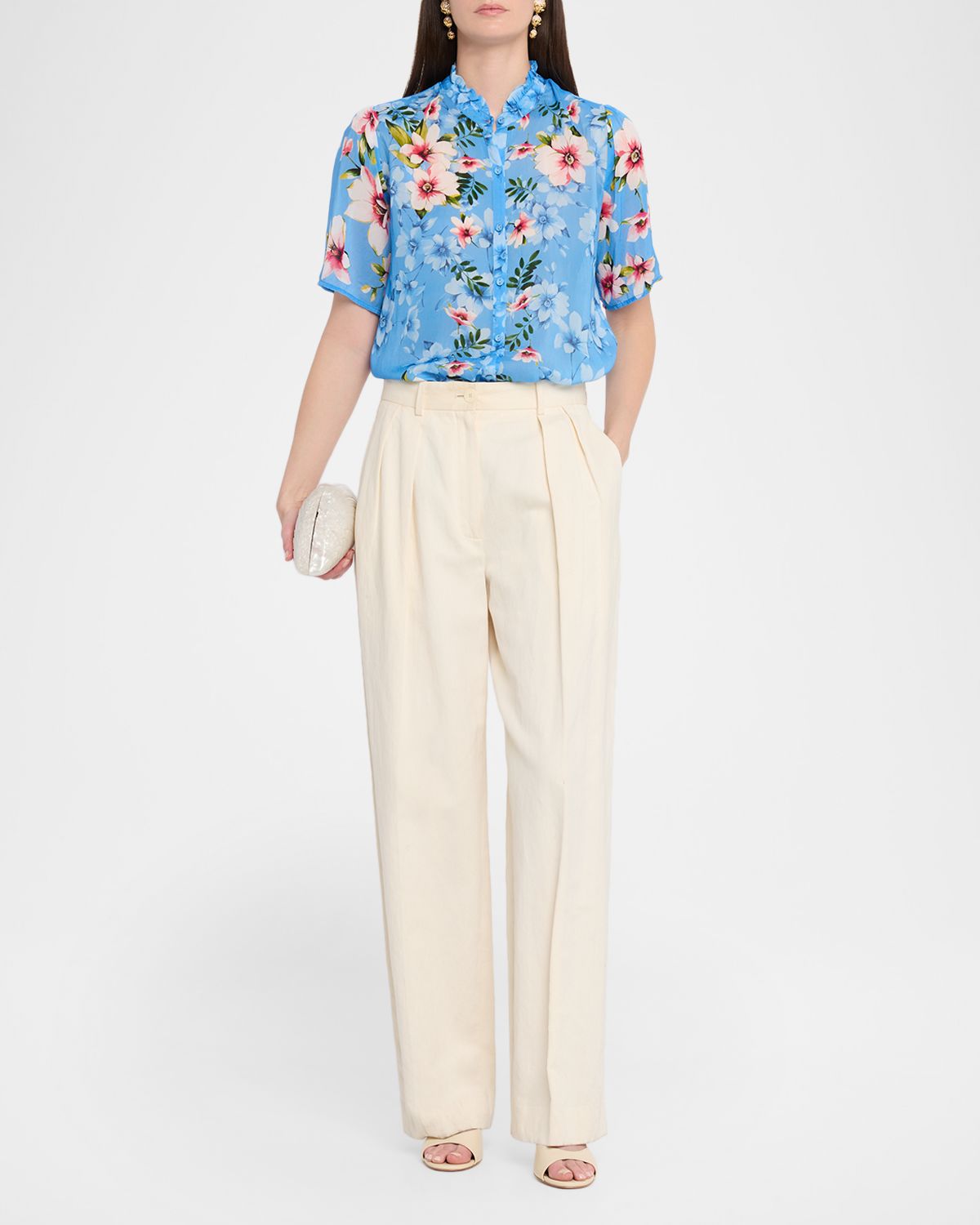 Johnny Was Yoella Floral Short-Sleeve Button-Down Shirt